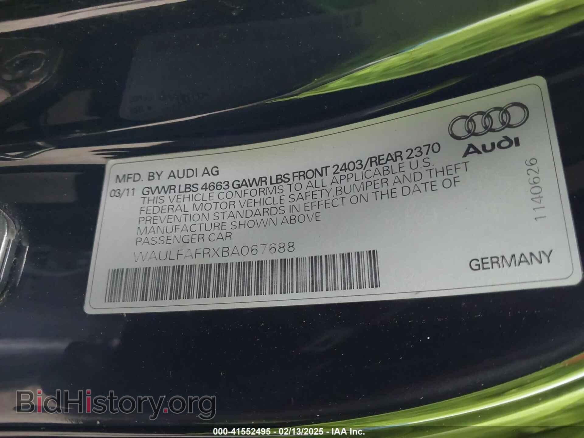 2011 AUDI A5 - VIN: WAULFAFRXBA067688 - Фото 9