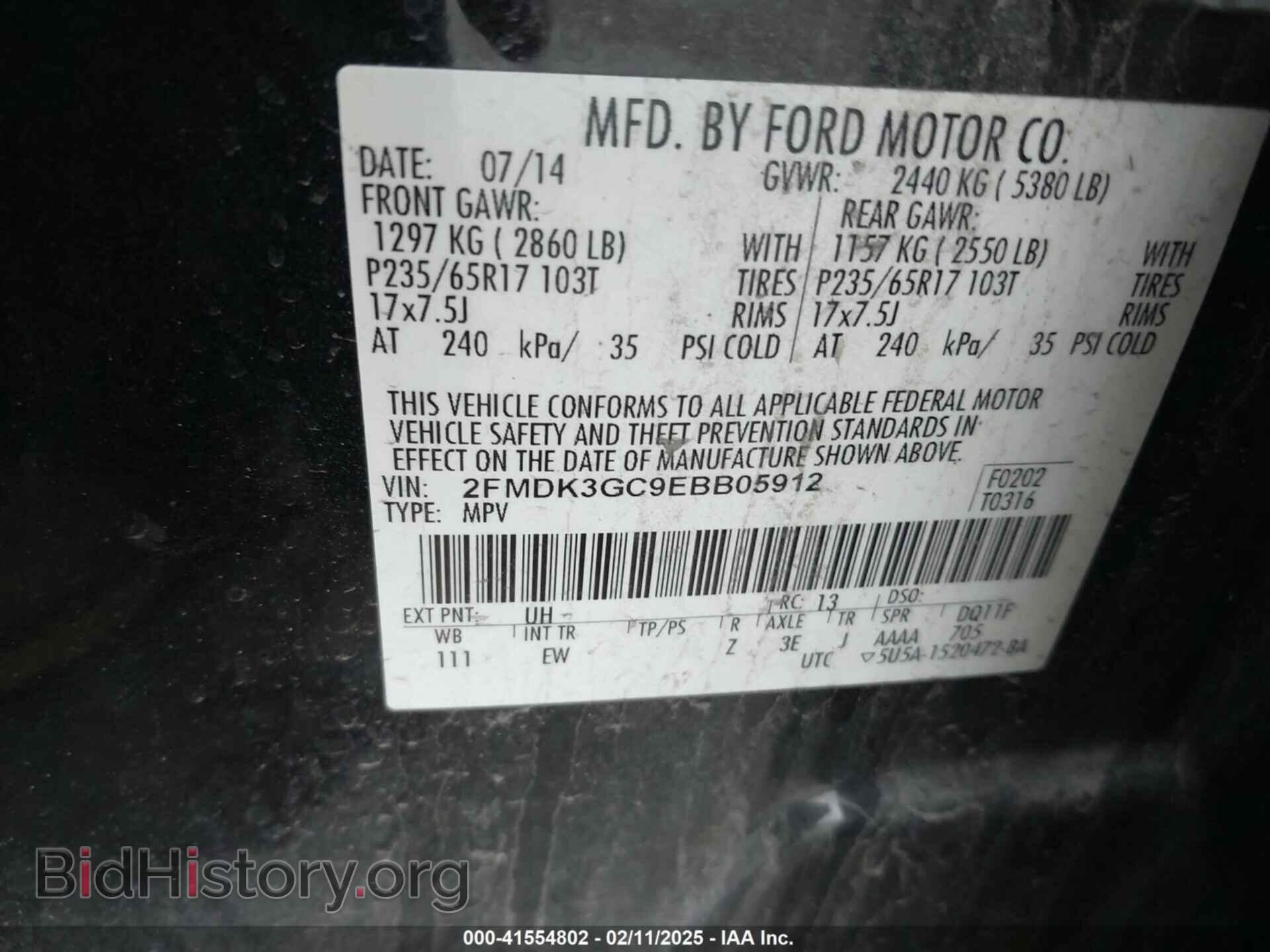 2014 FORD EDGE - VIN: 2FMDK3GC9EBB05912 - Photo 9