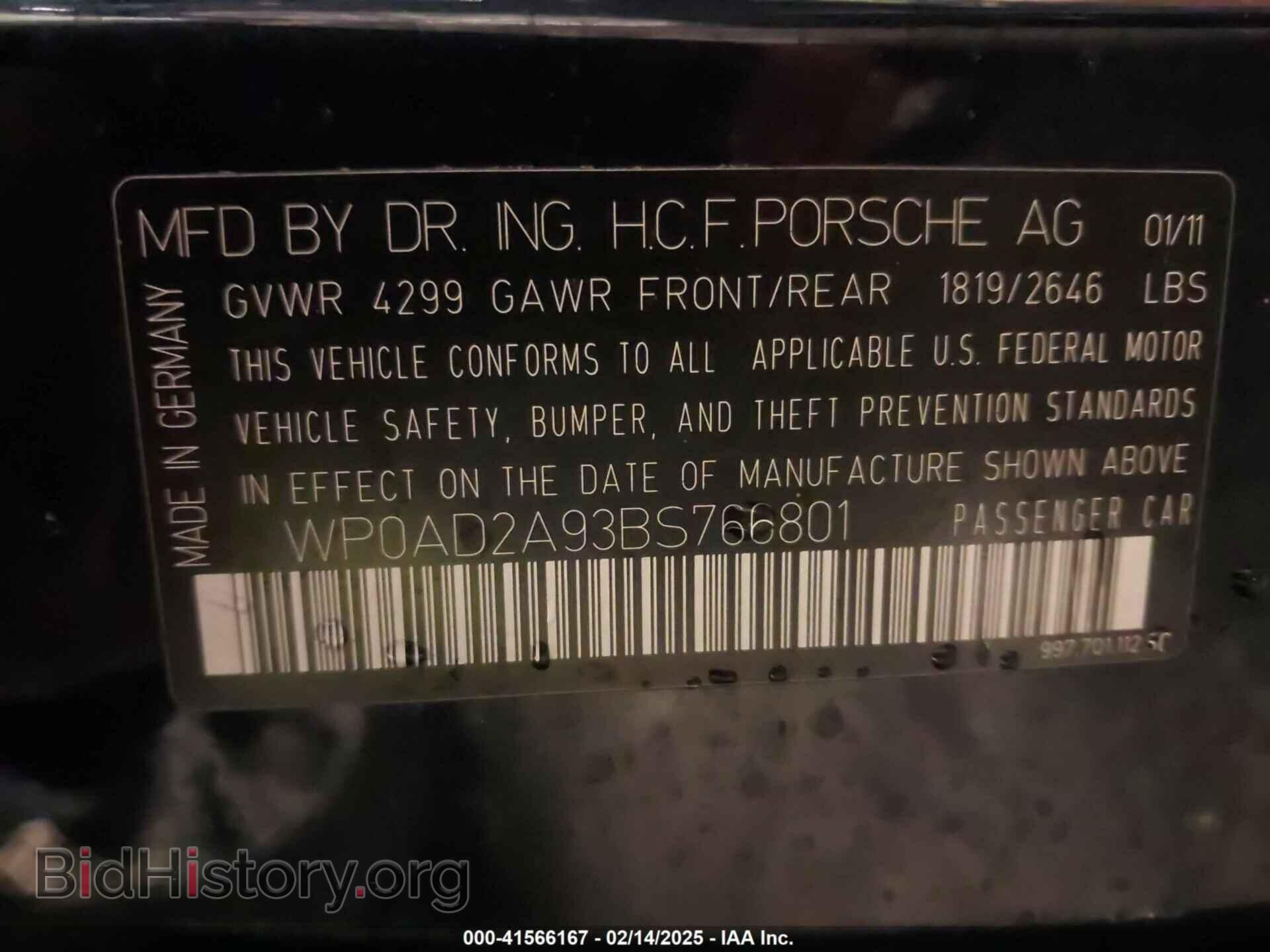 2011 PORSCHE 911 - VIN: WP0AD2A93BS766801 - Фото 9