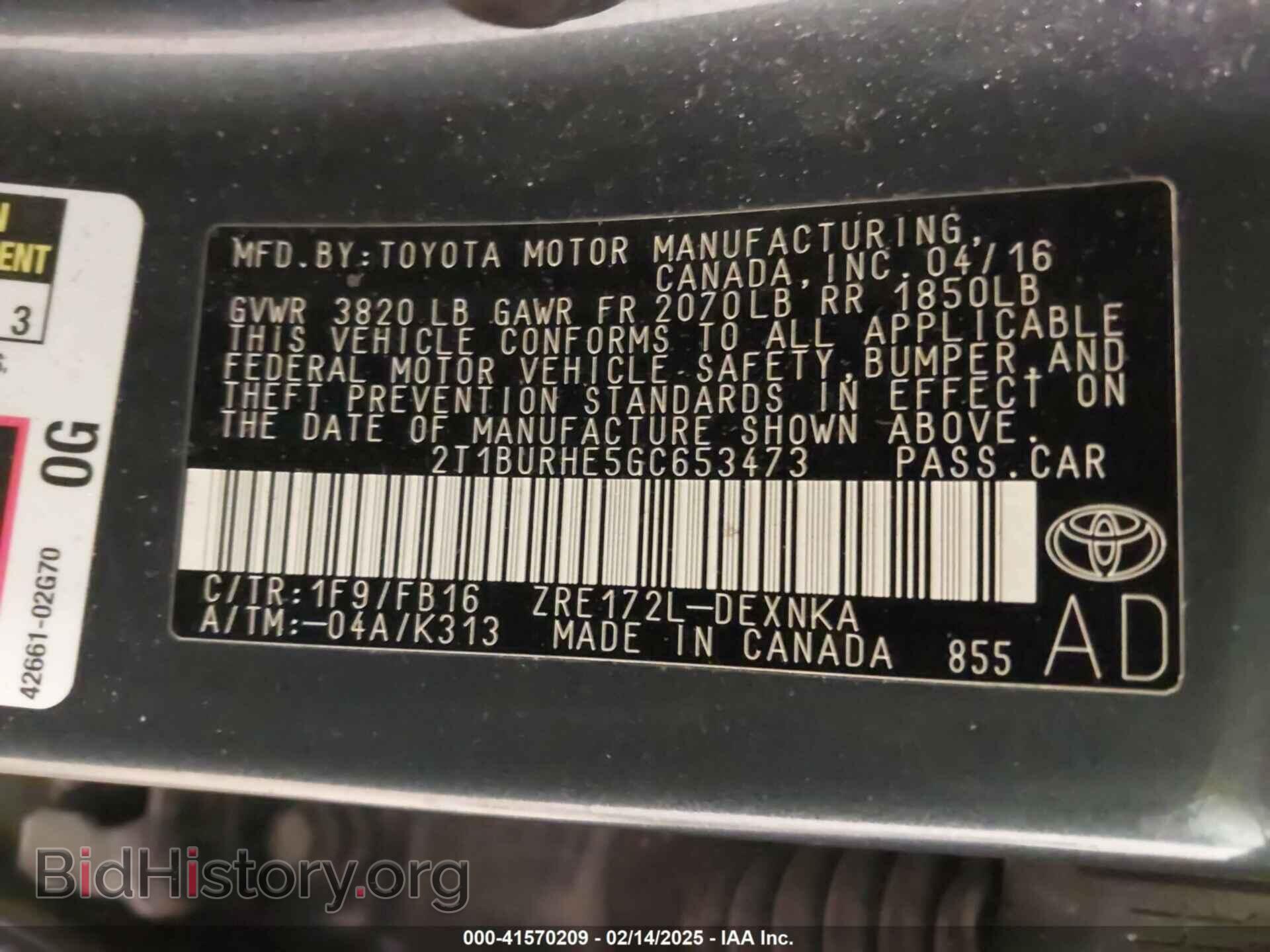 2016 TOYOTA COROLLA - VIN: 2T1BURHE5GC653473 - Фото 9