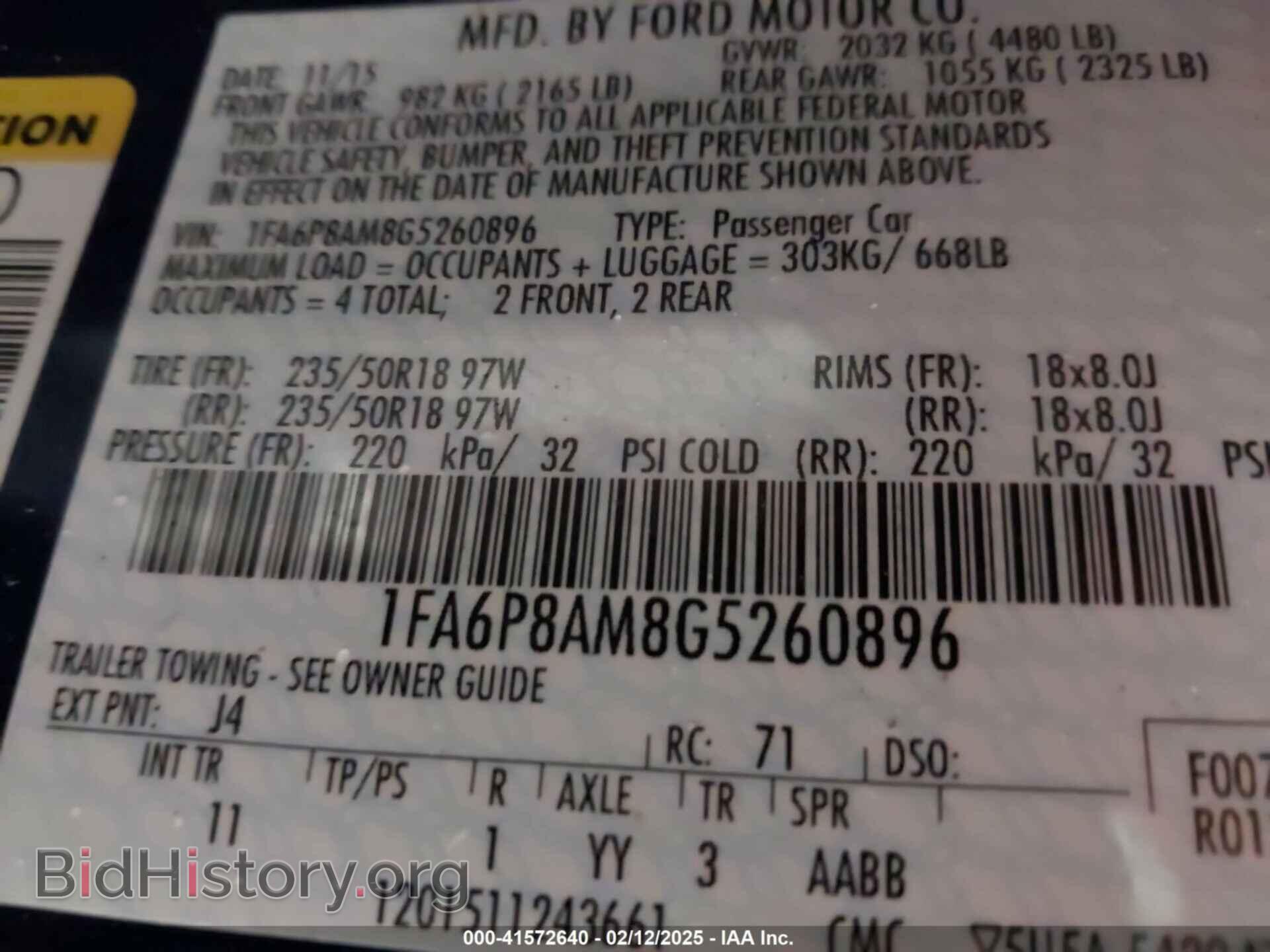 2016 FORD MUSTANG - VIN: 1FA6P8AM8G5260896 - Фото 9