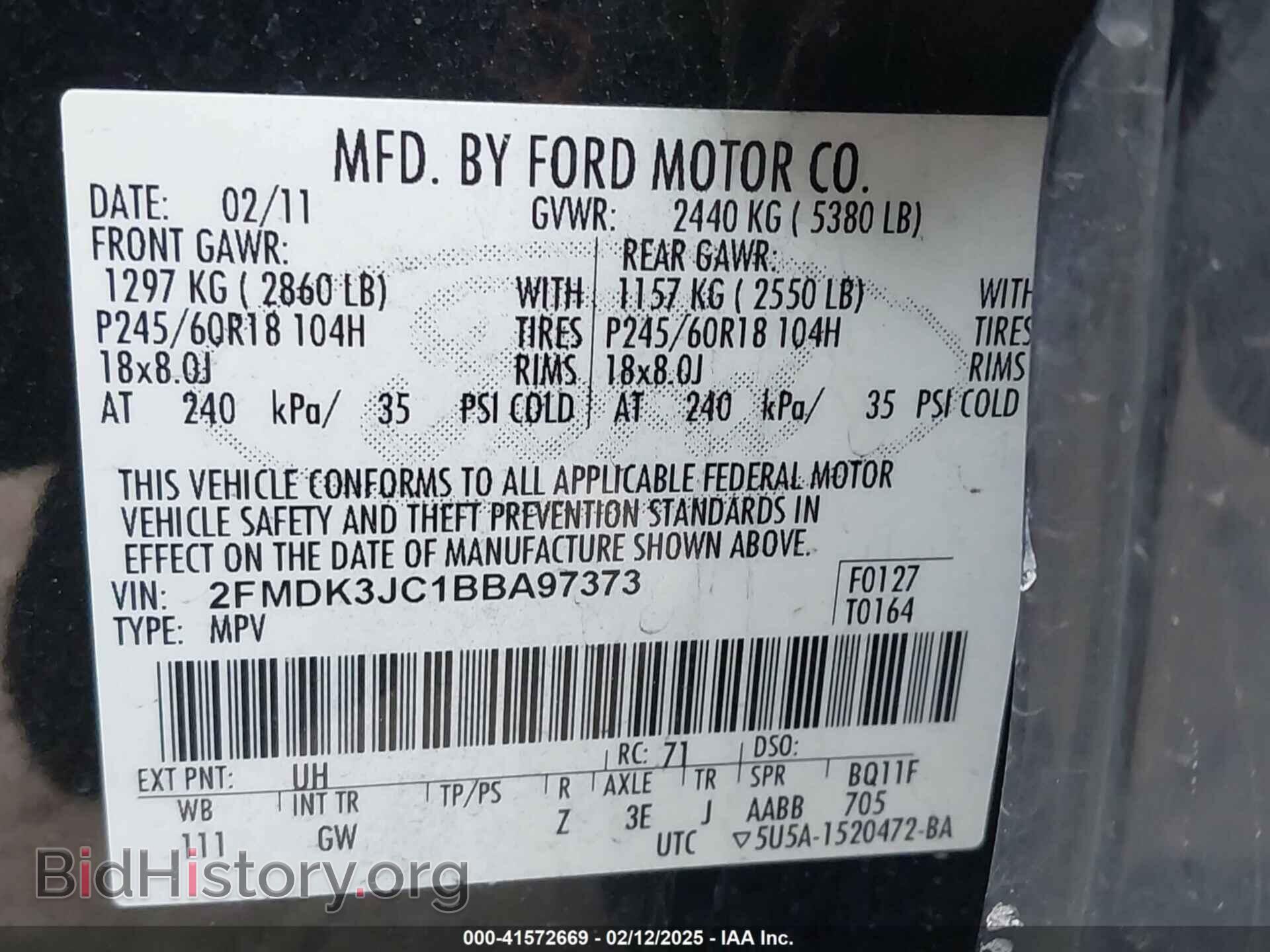 2011 FORD EDGE - VIN: 2FMDK3JC1BBA97373 - Фото 9
