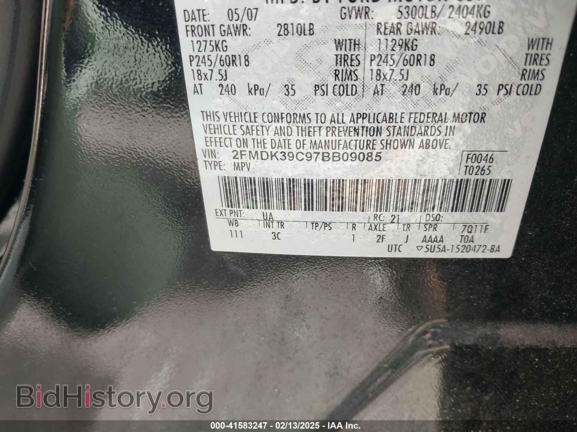 2007 FORD EDGE - VIN: 2FMDK39C97BB09085 - Photo 9