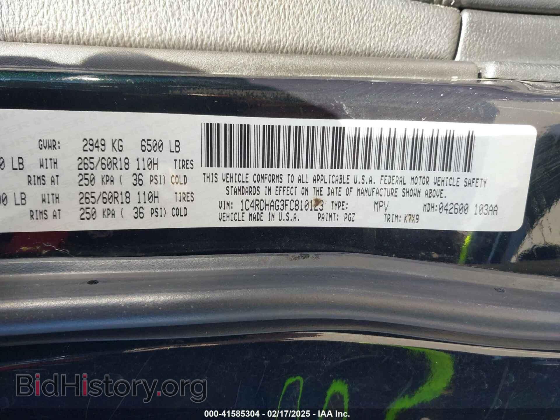 2015 DODGE DURANGO - VIN: 1C4RDHAG3FC810123 - Photo 9