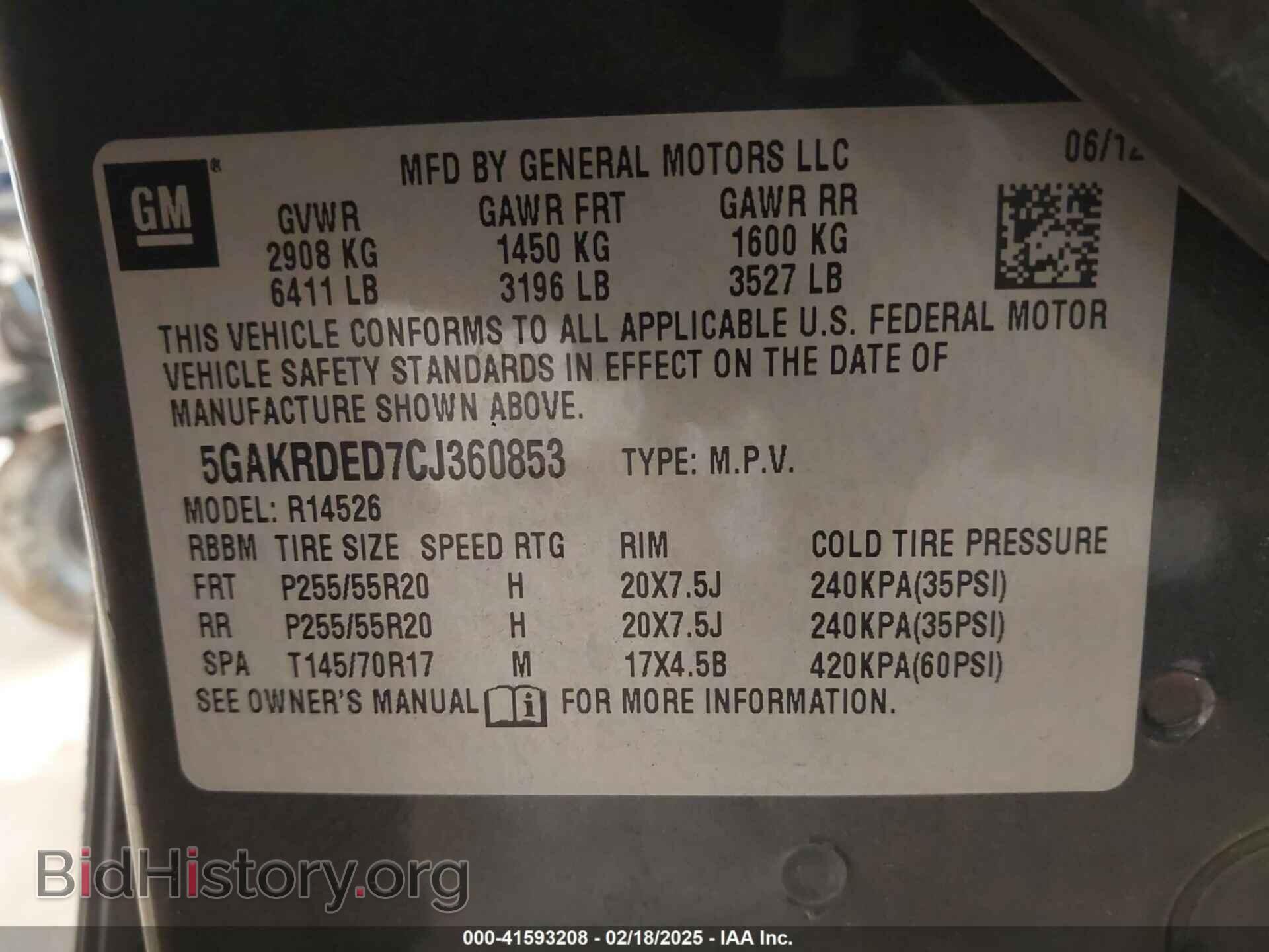 2012 BUICK ENCLAVE - VIN: 5GAKRDED7CJ360853 - Photo 9