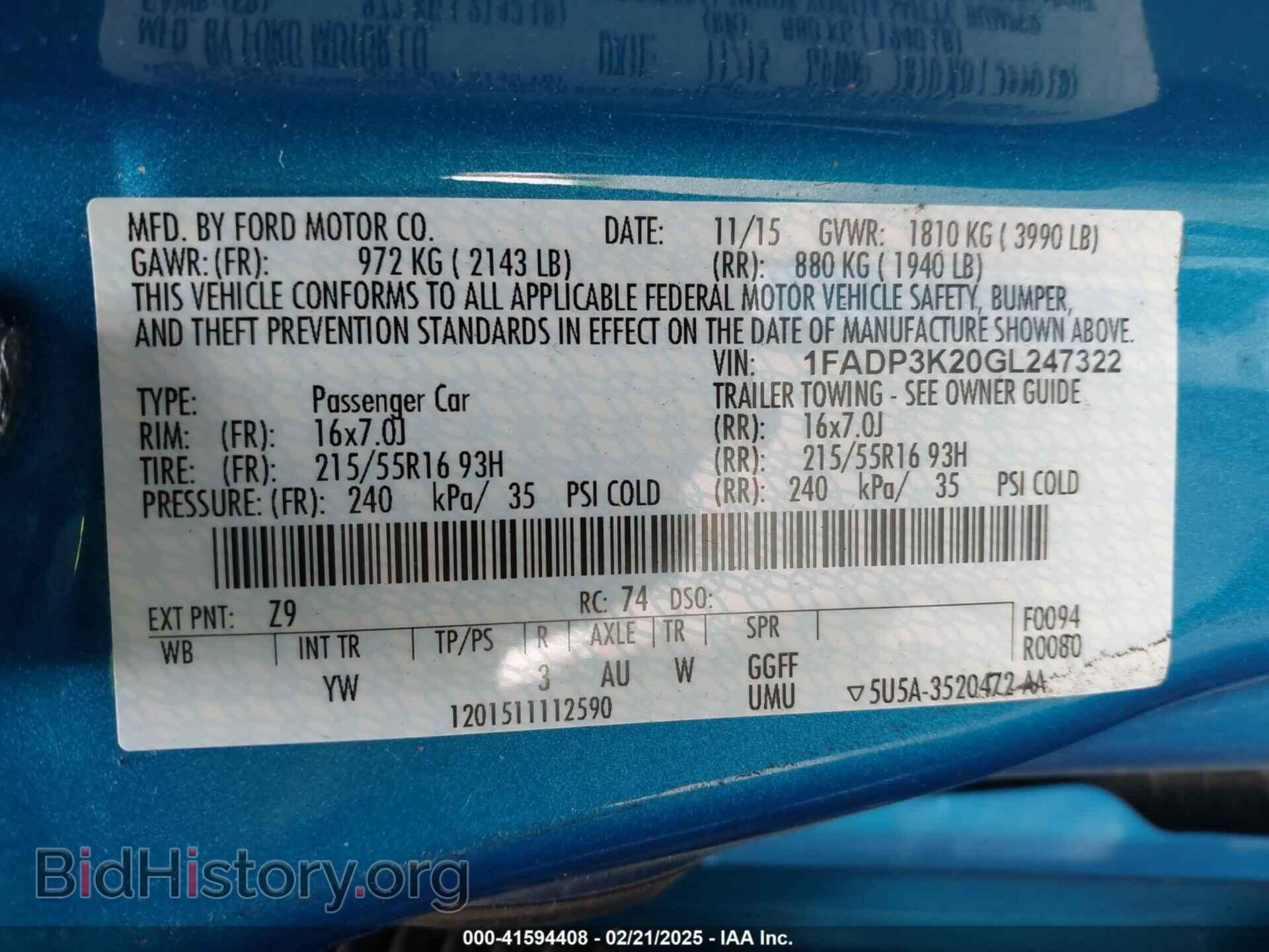 2016 FORD FOCUS - VIN: 1FADP3K20GL247322 - Фото 9