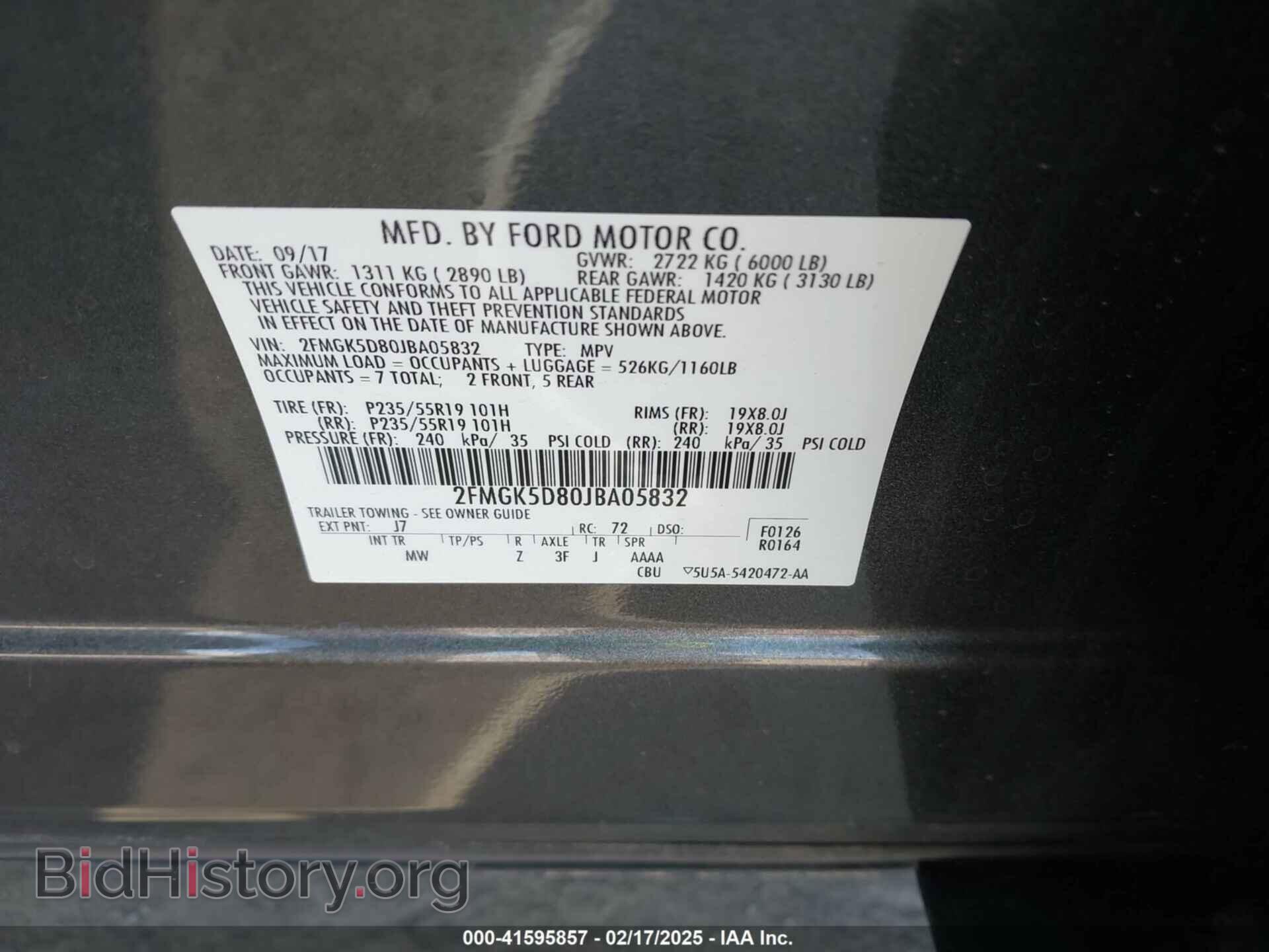 2018 FORD FLEX - VIN: 2FMGK5D80JBA05832 - Photo 9