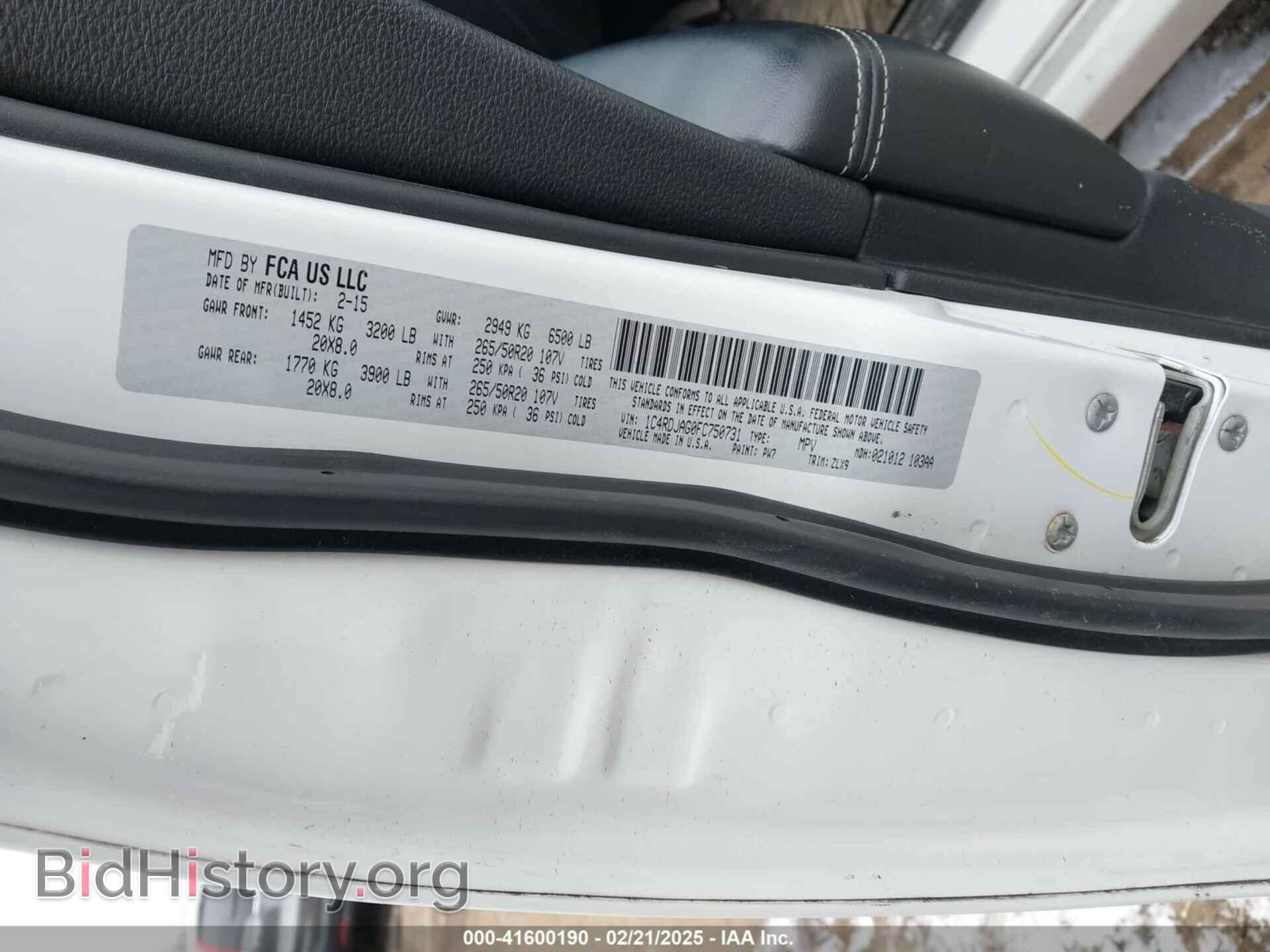 2015 DODGE DURANGO - VIN: 1C4RDJAG0FC750731 - Photo 9