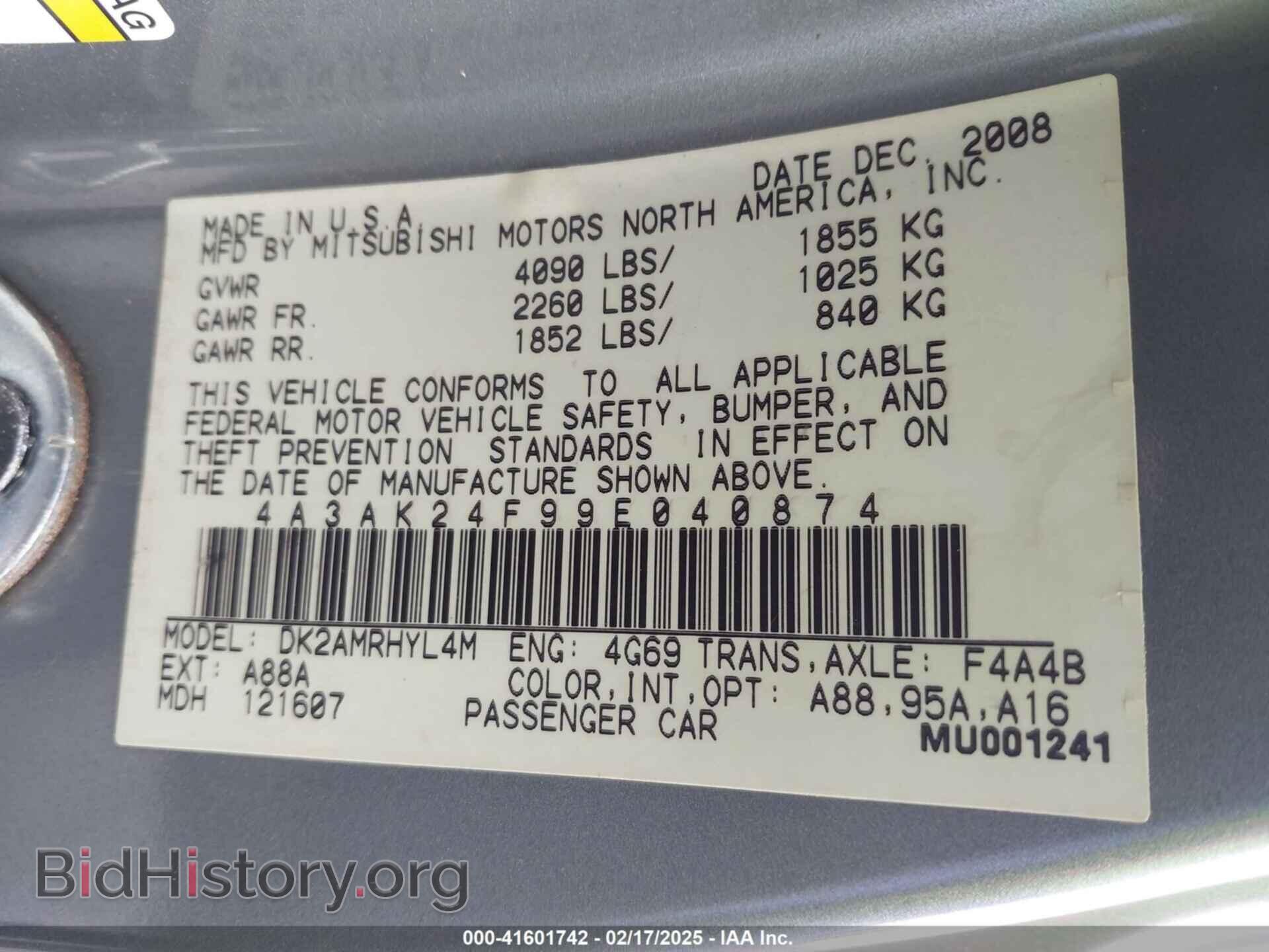2009 MITSUBISHI ECLIPSE - VIN: 4A3AK24F99E040874 - Photo 9