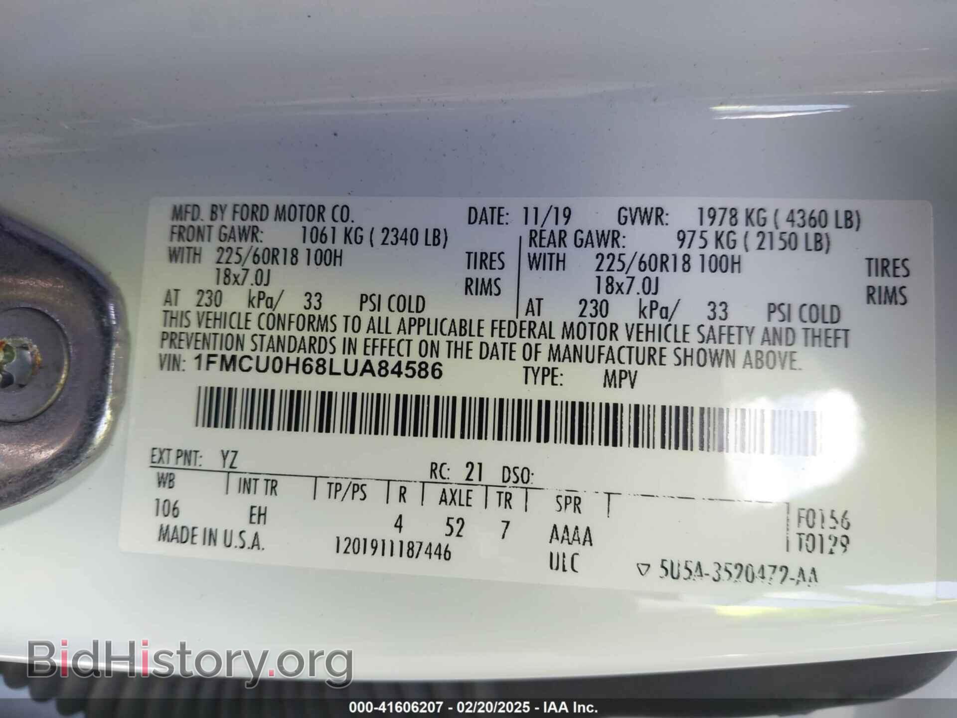 2020 FORD ESCAPE - VIN: 1FMCU0H68LUA84586 - Photo 9