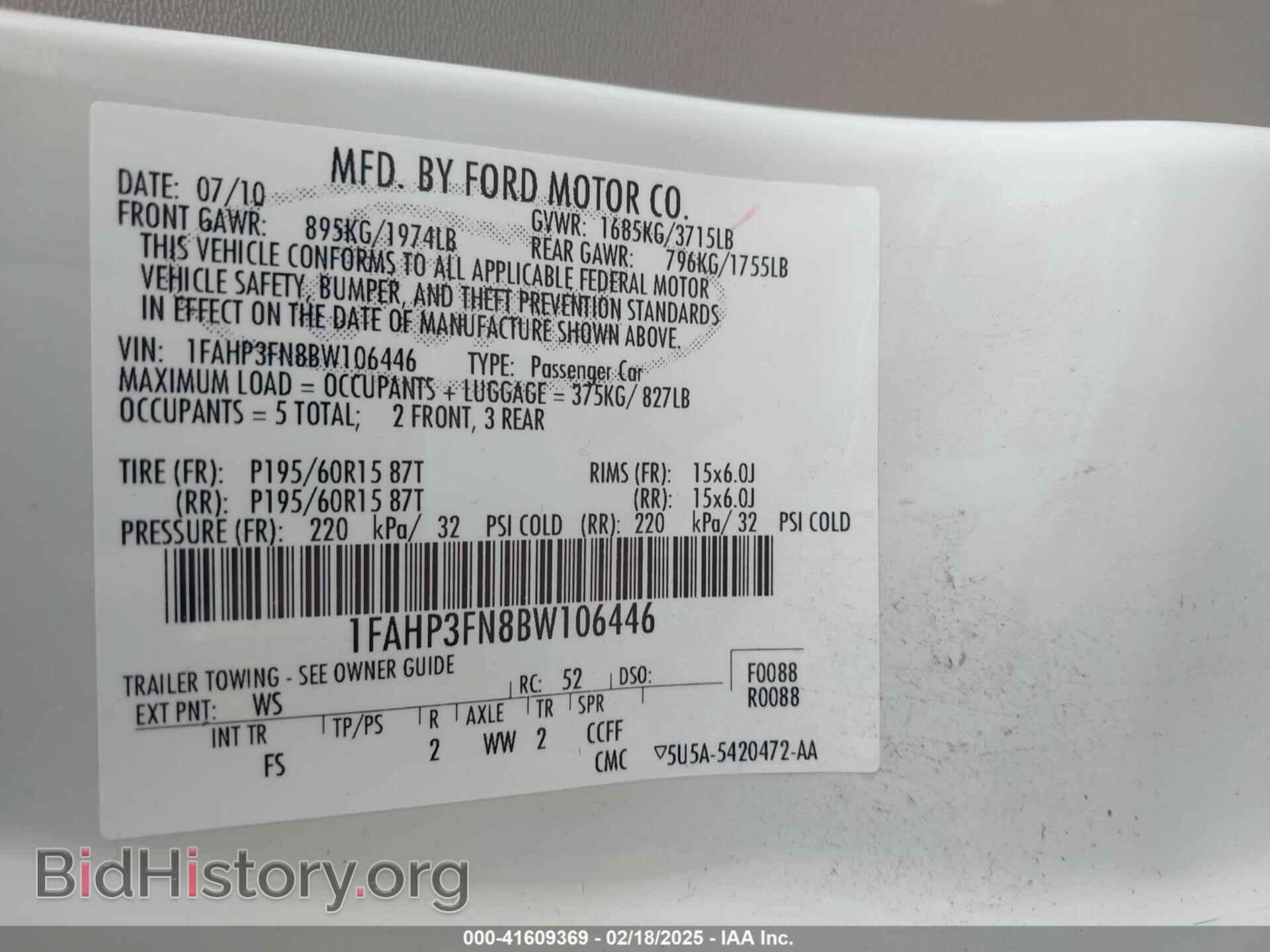 2011 FORD FOCUS - VIN: 1FAHP3FN8BW106446 - Фото 9