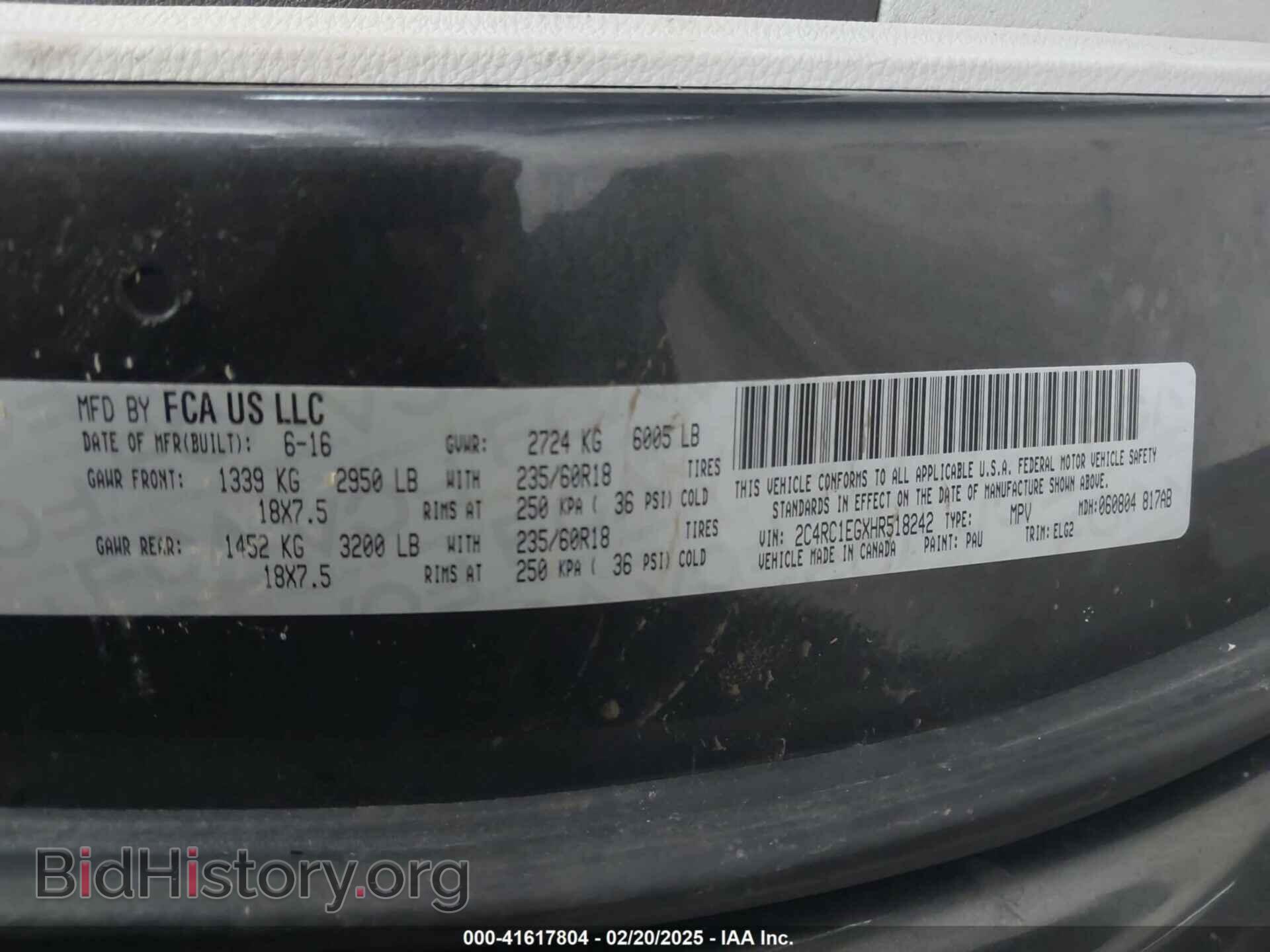 2017 CHRYSLER PACIFICA - VIN: 2C4RC1EGXHR518242 - Photo 9