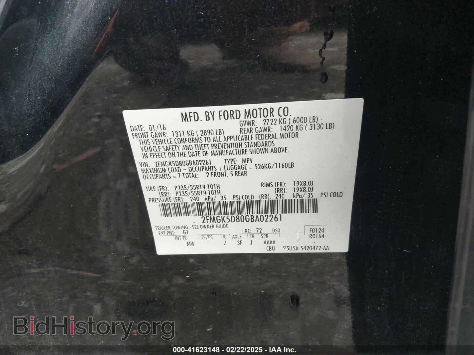 2016 FORD FLEX - VIN: 2FMGK5D80GBA02261 - Photo 9