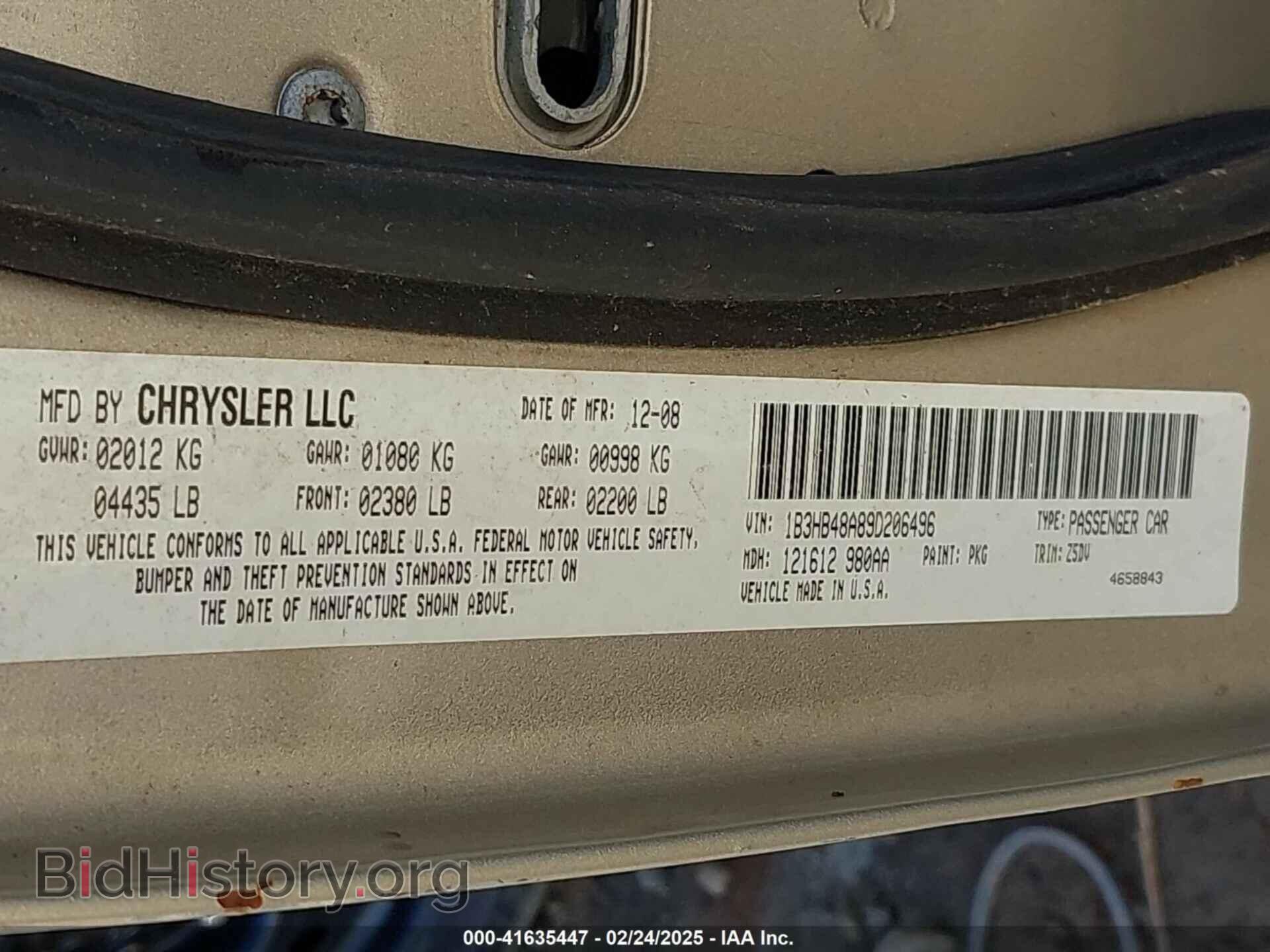 2009 DODGE CALIBER - VIN: 1B3HB48A89D206496 - Photo 9