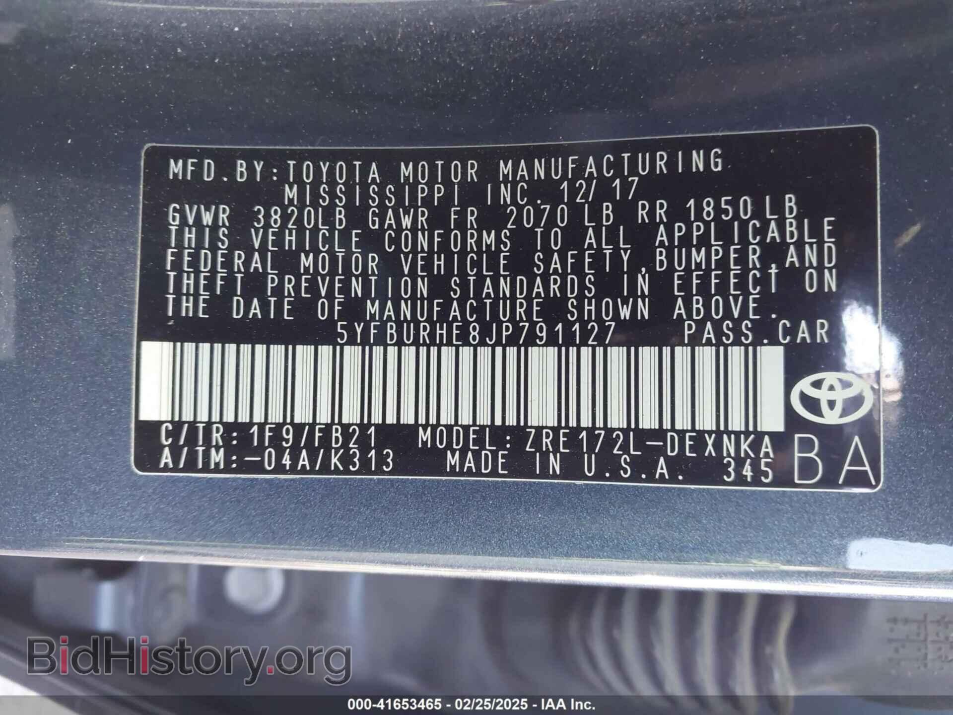 2018 TOYOTA COROLLA - VIN: 5YFBURHE8JP791127 - Фото 9