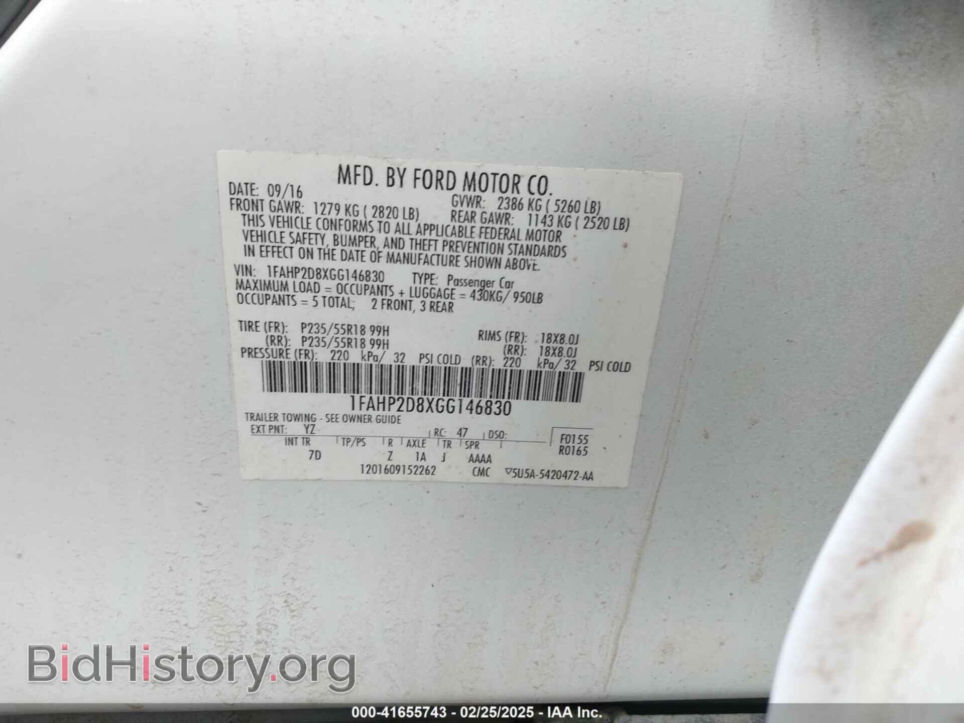2016 FORD TAURUS - VIN: 1FAHP2D8XGG146830 - Фото 9