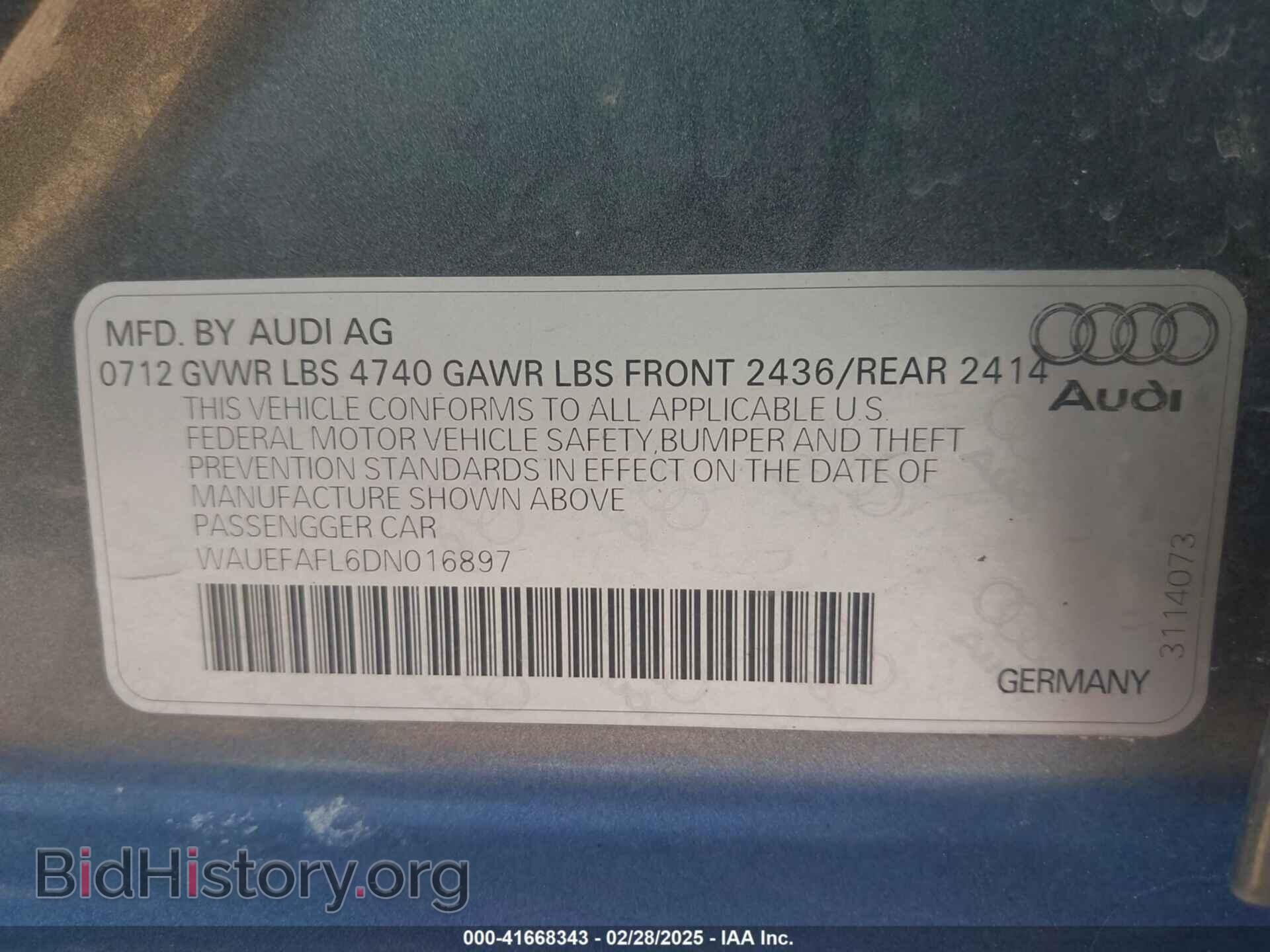 2013 AUDI A4 - VIN: WAUEFAFL6DN016897 - Фото 9