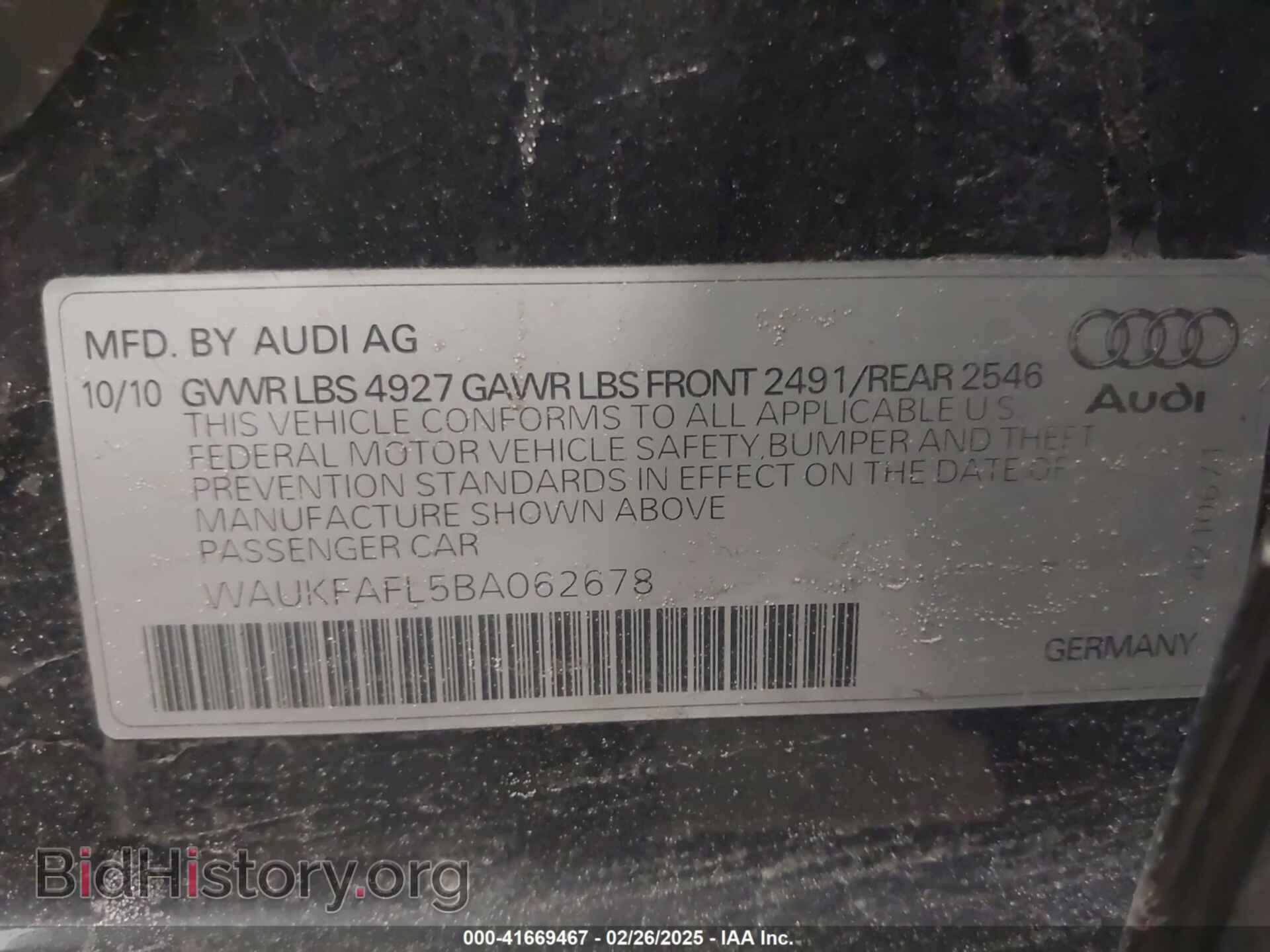 2011 AUDI A4 - VIN: WAUKFAFL5BA062678 - Фото 9