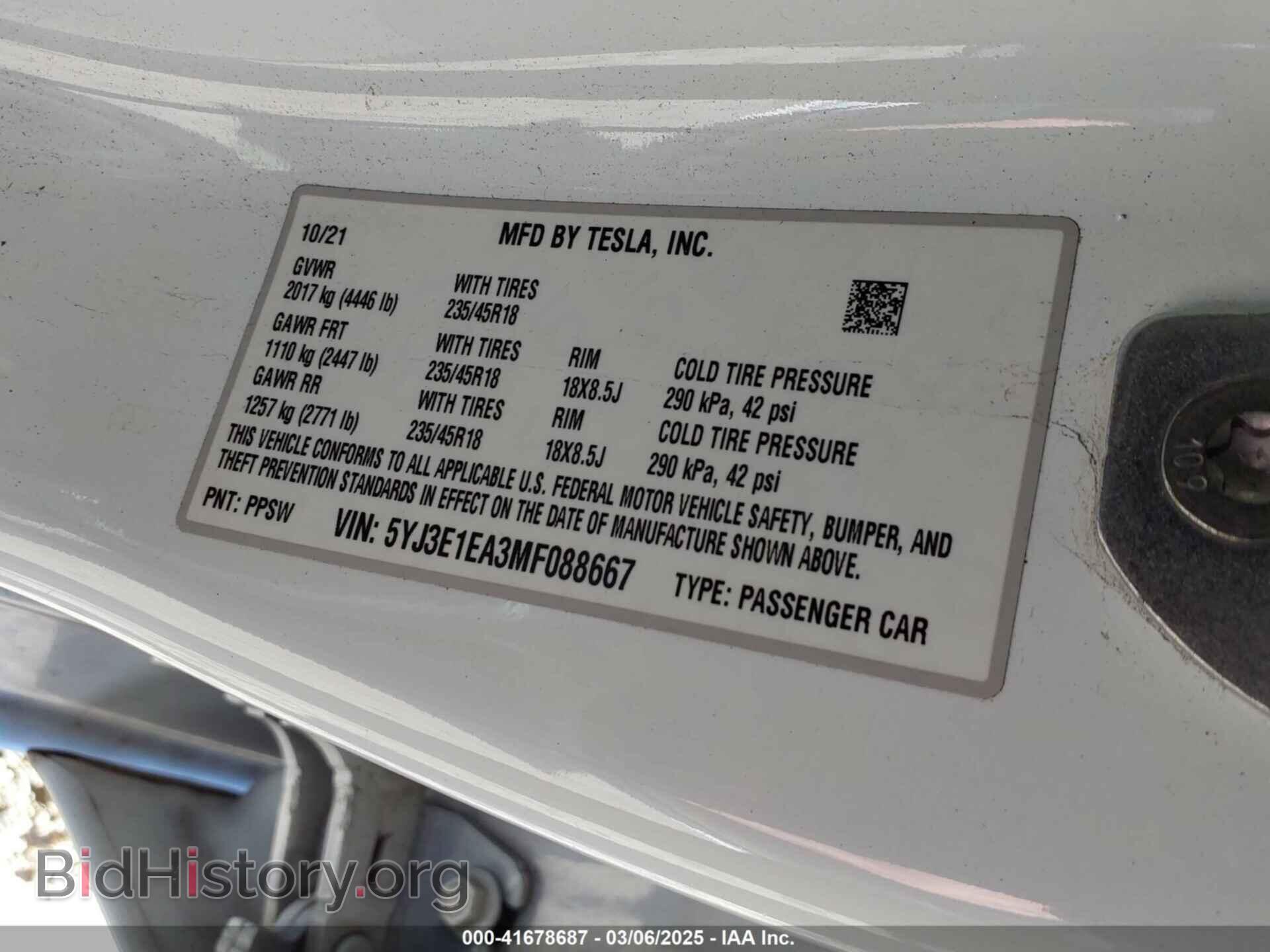 2021 TESLA MODEL 3 - VIN: 5YJ3E1EA3MF088667 - Photo 9