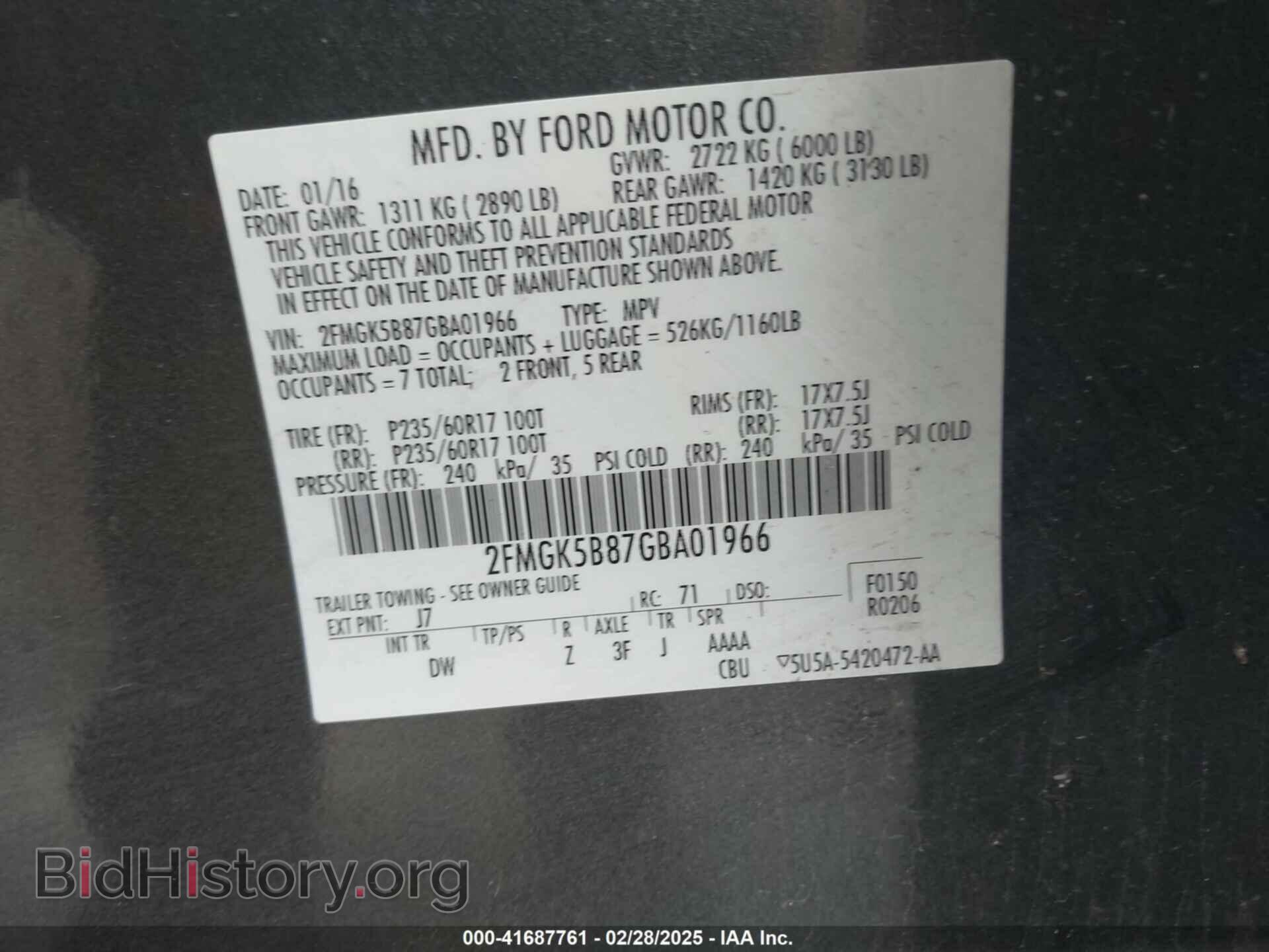 2016 FORD FLEX - VIN: 2FMGK5B87GBA01966 - Photo 9