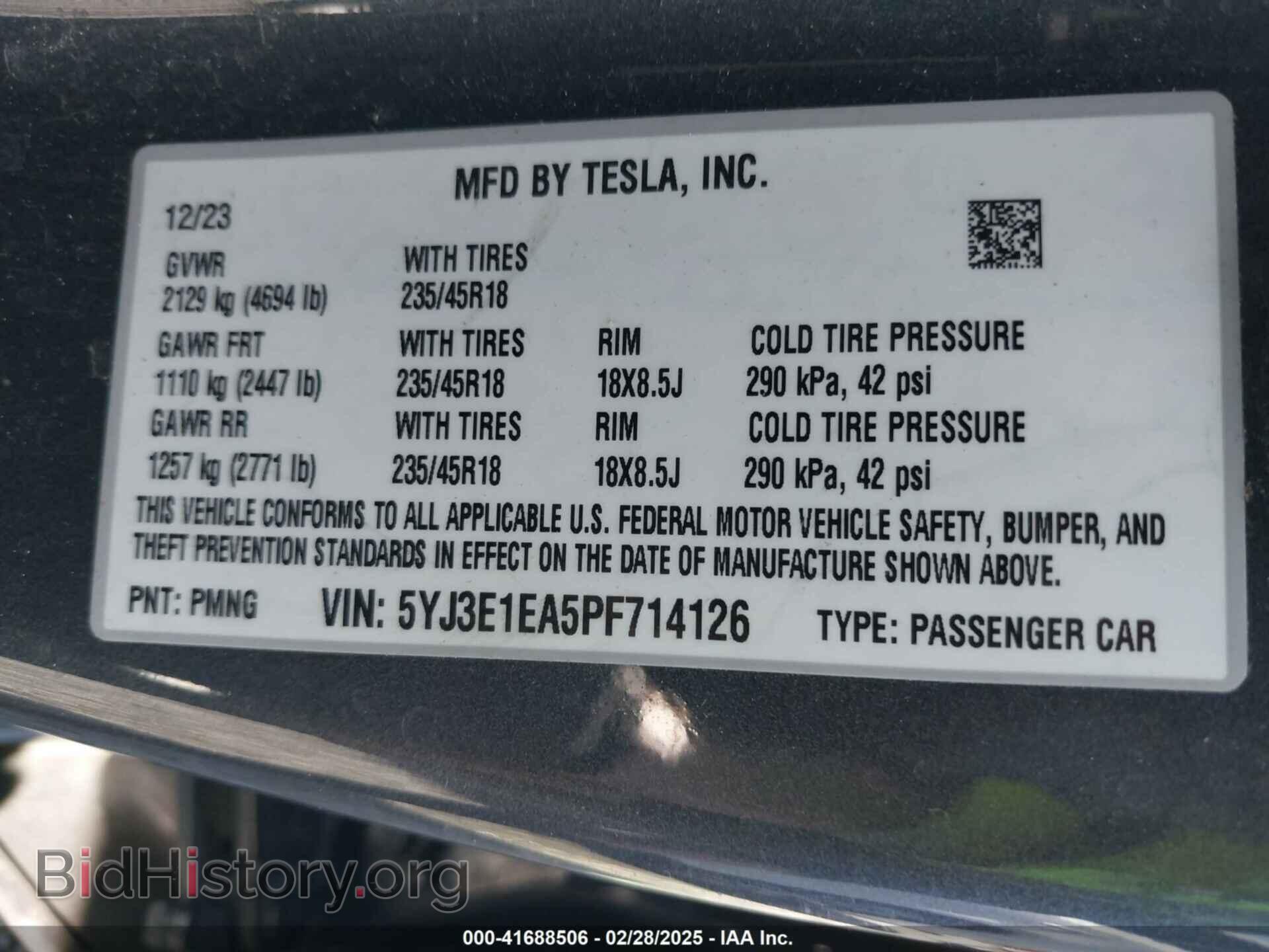 2023 TESLA MODEL 3 - VIN: 5YJ3E1EA5PF714126 - Фото 9