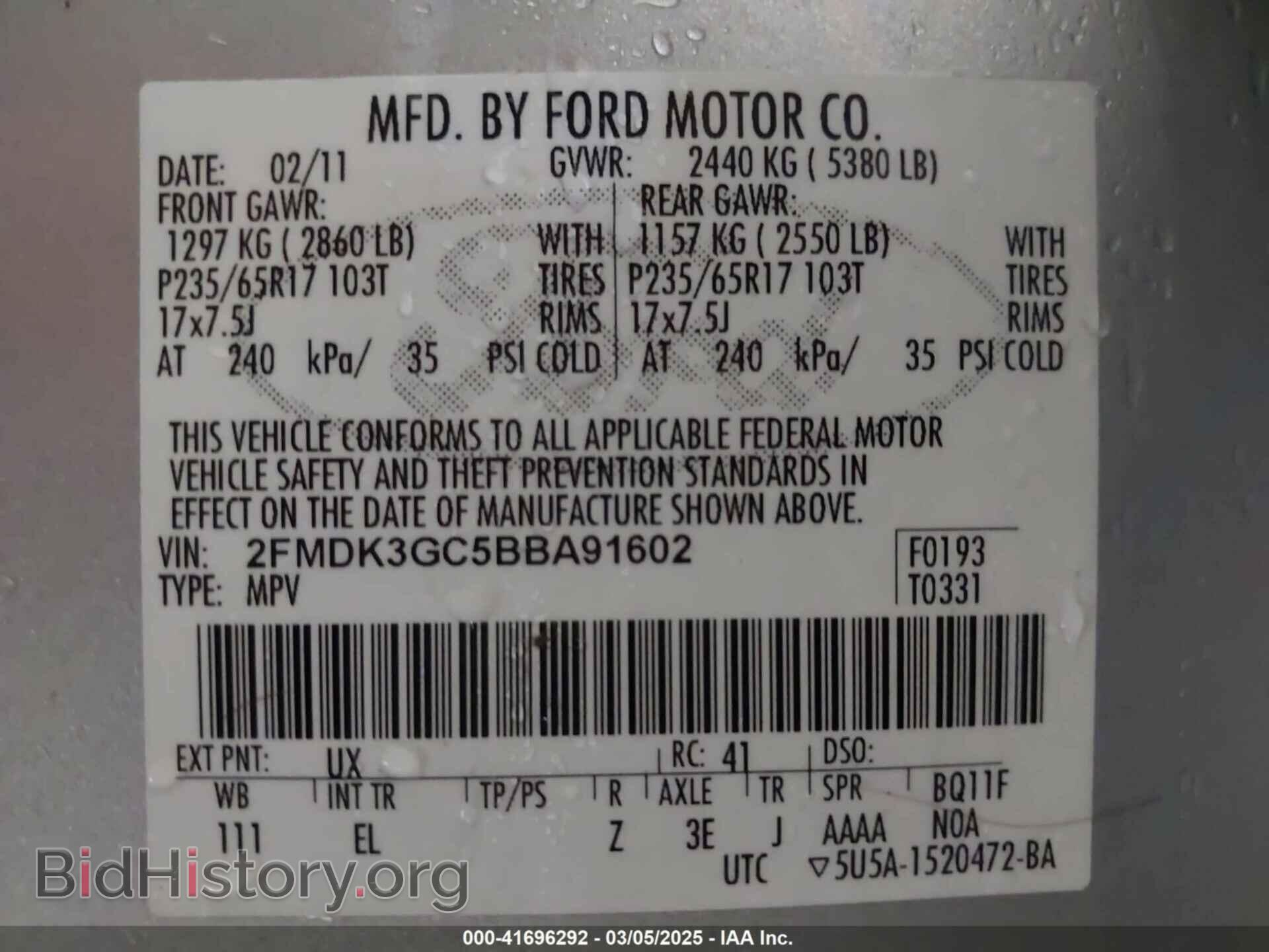 2011 FORD EDGE - VIN: 2FMDK3GC5BBA91602 - Photo 9