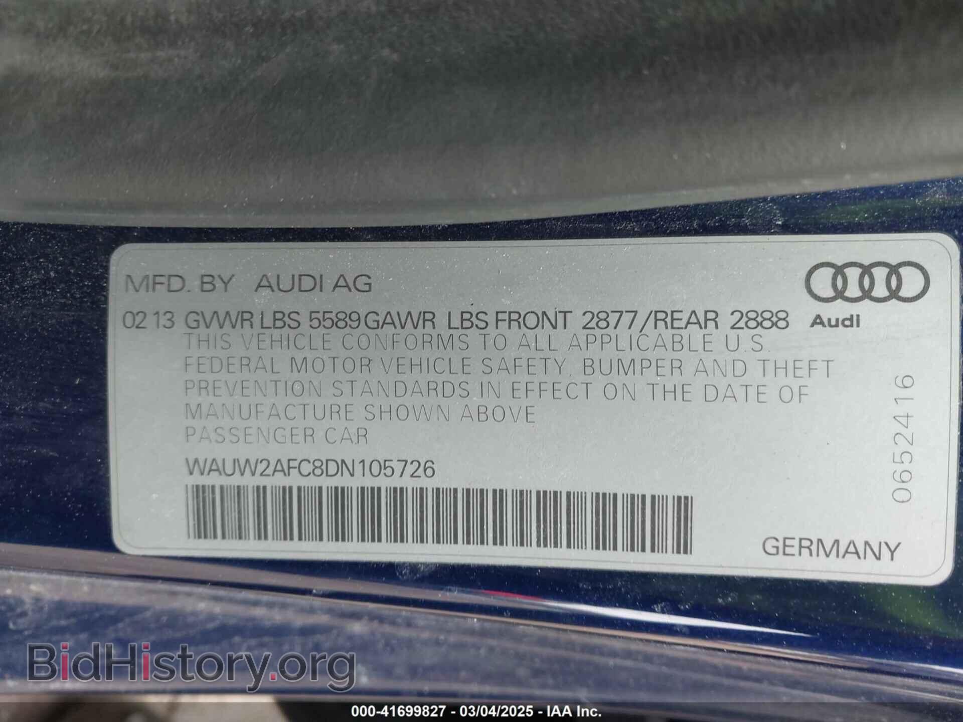 2013 AUDI S7 - VIN: WAUW2AFC8DN105726 - Фото 9