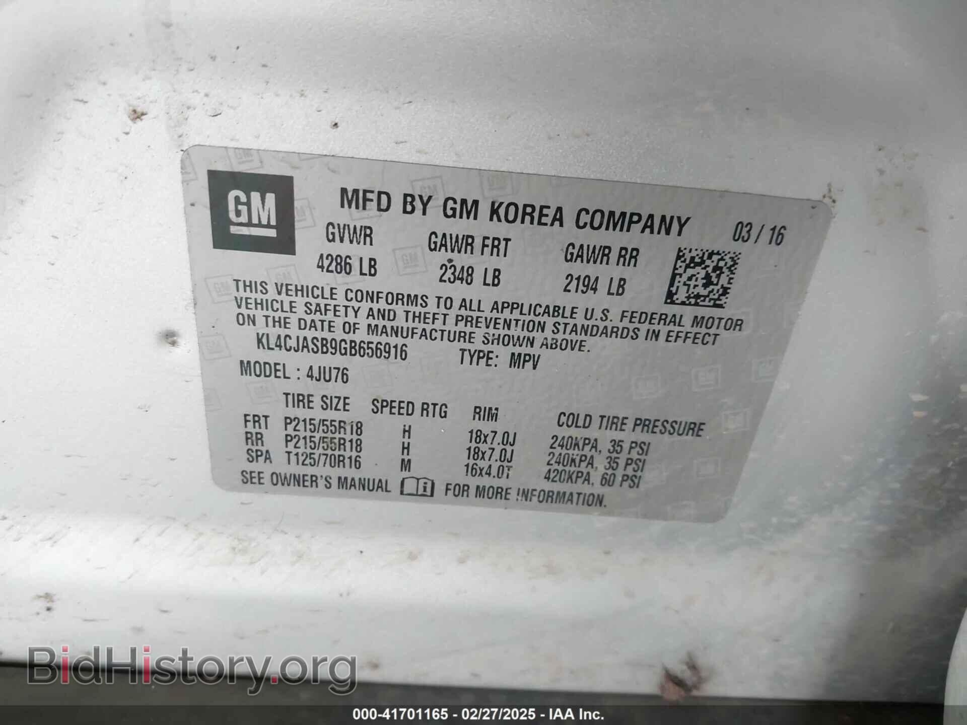 2016 BUICK ENCORE - VIN: KL4CJASB9GB656916 - Photo 9