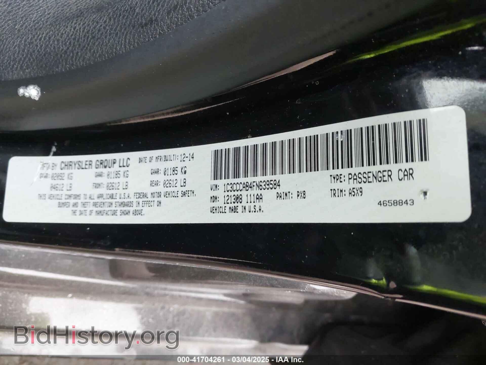 2015 CHRYSLER 200 - VIN: 1C3CCCAB4FN639584 - Фото 9