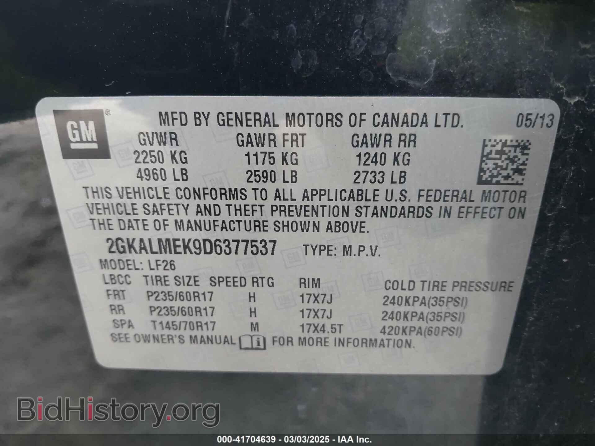 2013 GMC TERRAIN - VIN: 2GKALMEK9D6377537 - Photo 9