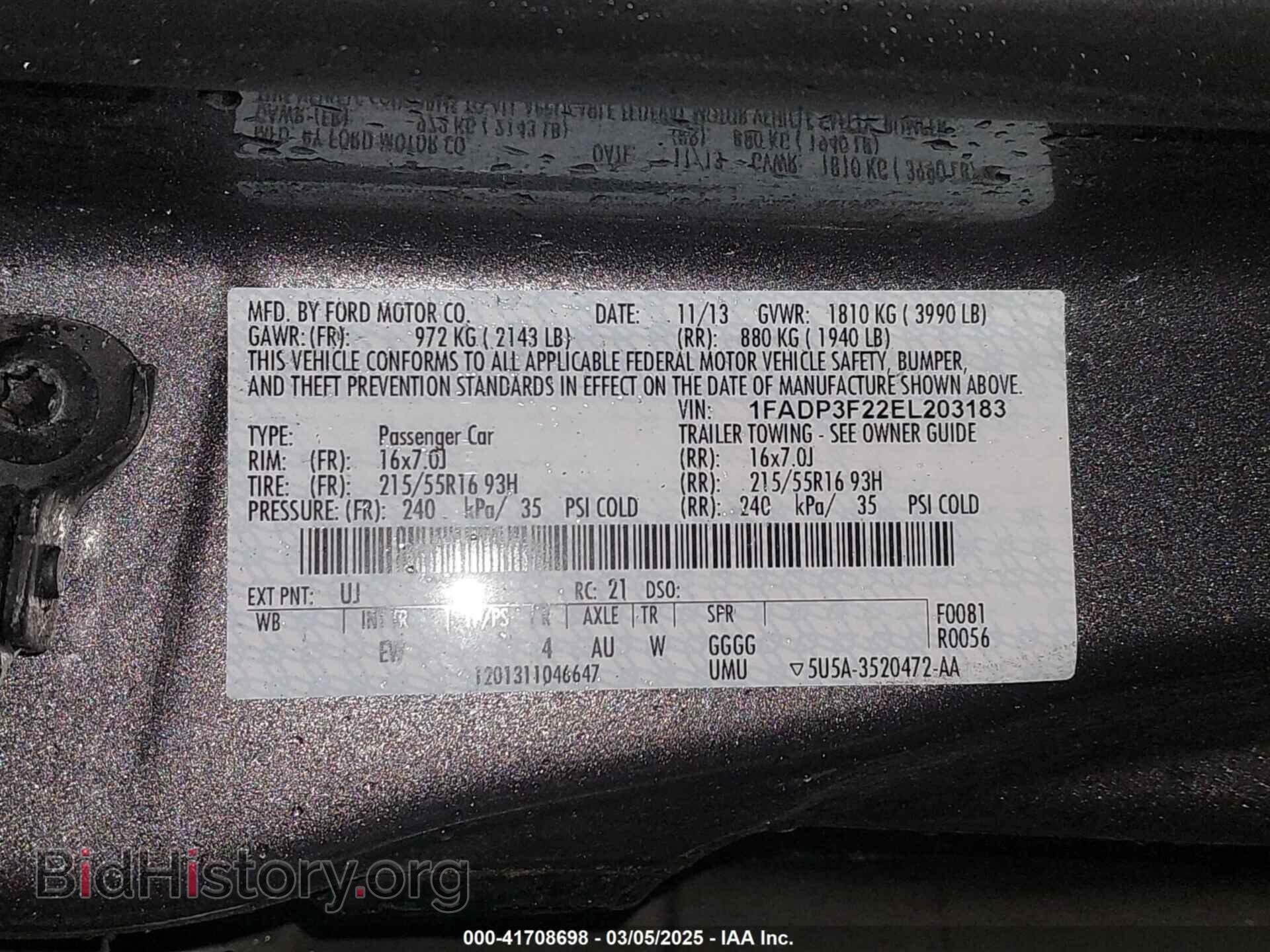 2014 FORD FOCUS - VIN: 1FADP3F22EL203183 - Фото 9