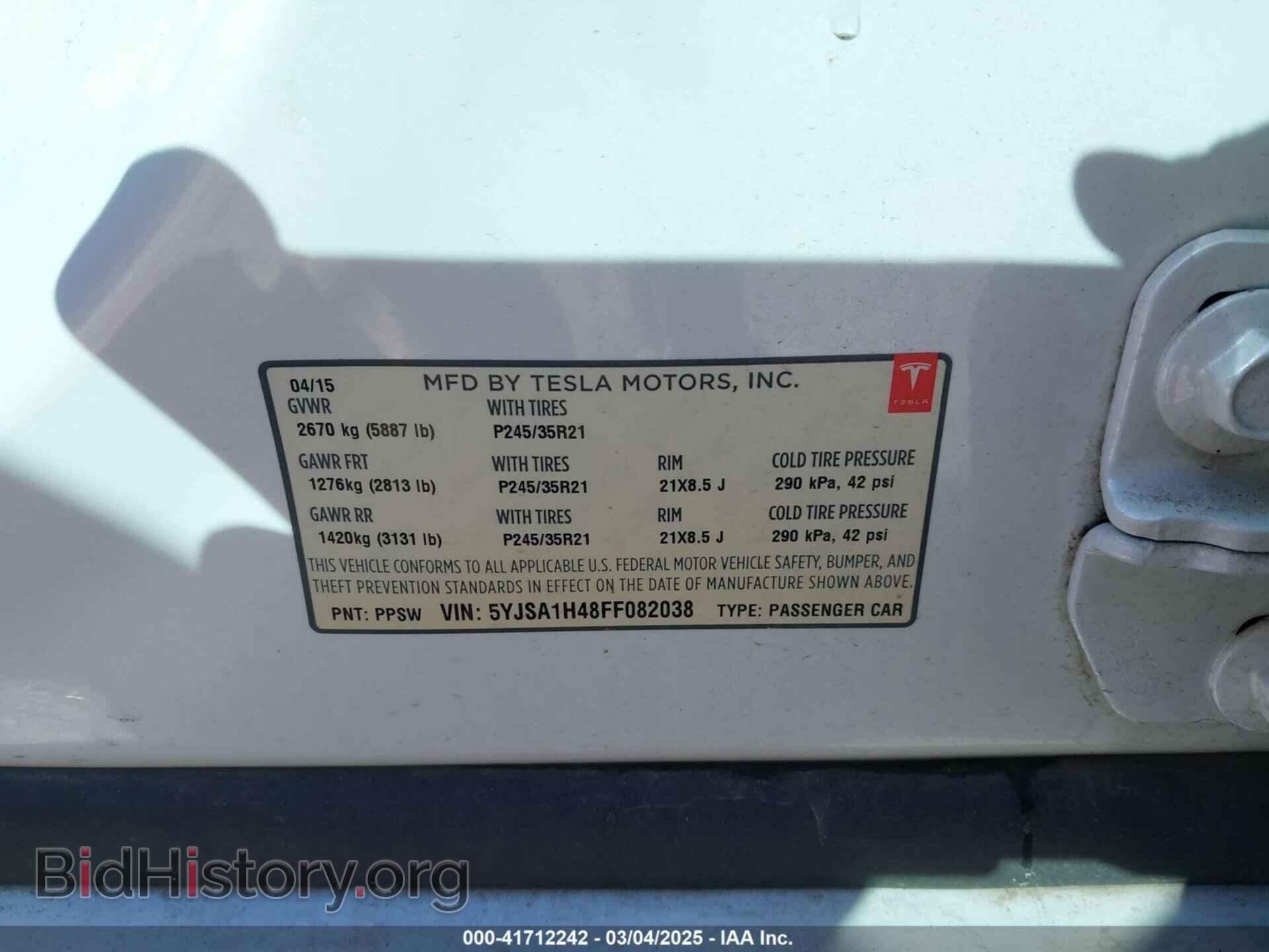 2015 TESLA MODEL S - VIN: 5YJSA1H48FF082038 - Photo 9