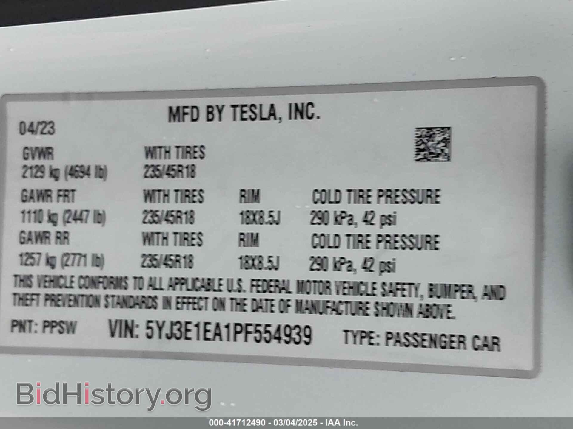 2023 TESLA MODEL 3 - VIN: 5YJ3E1EA1PF554939 - Фото 9