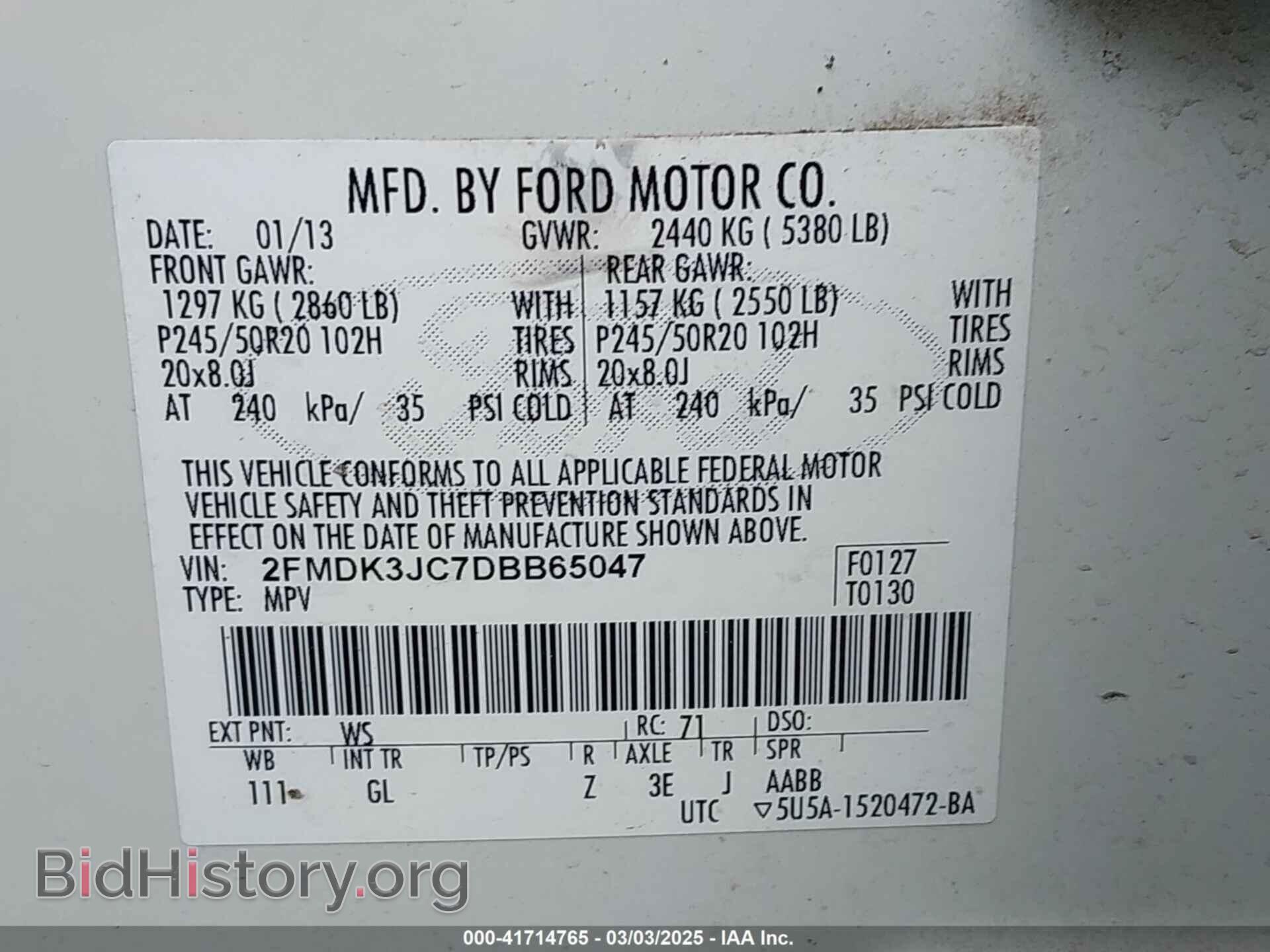 2013 FORD EDGE - VIN: 2FMDK3JC7DBB65047 - Photo 9