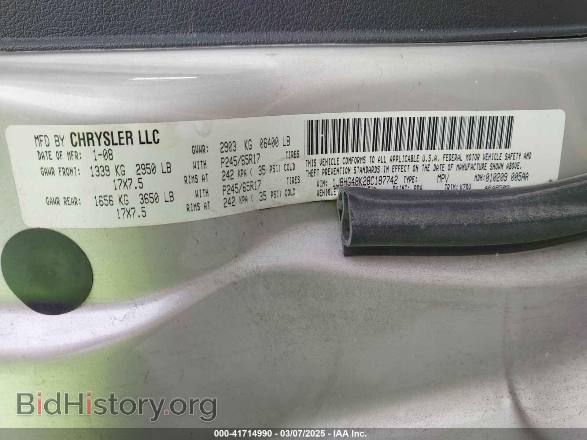 2008 JEEP COMMANDER - VIN: 1J8HG48K28C187742 - Фото 9