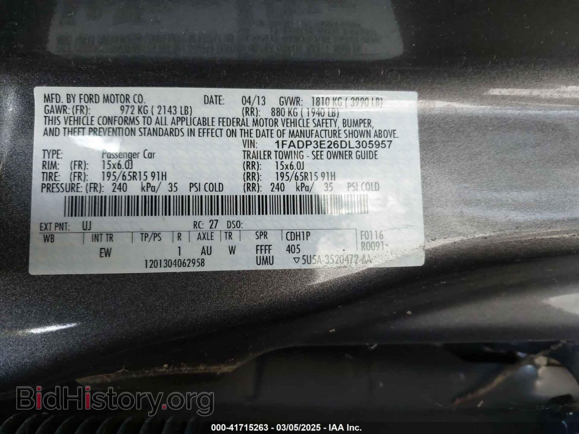 2013 FORD FOCUS - VIN: 1FADP3E26DL305957 - Фото 9