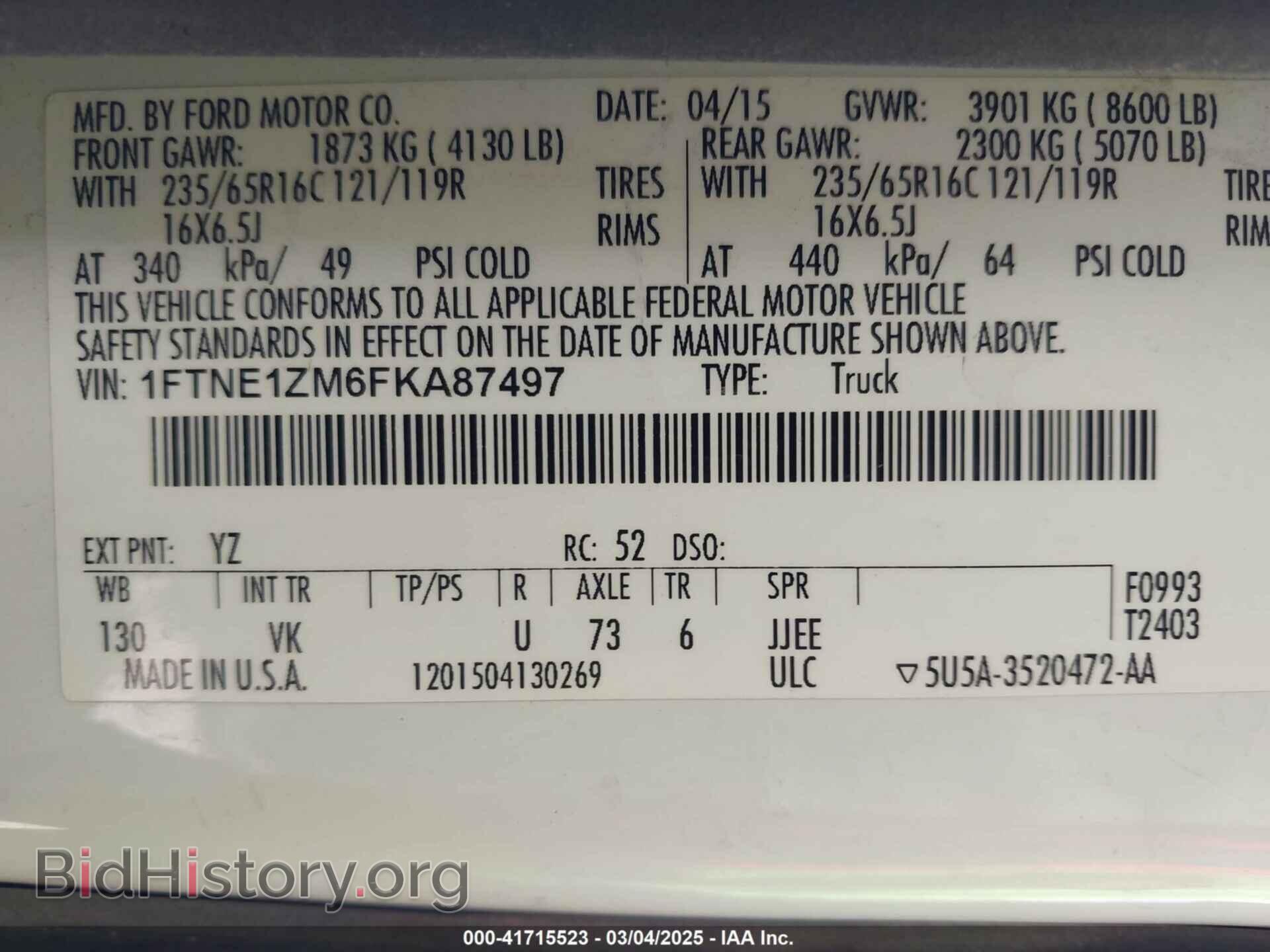 2015 FORD TRANSIT-150 - VIN: 1FTNE1ZM6FKA87497 - Photo 9
