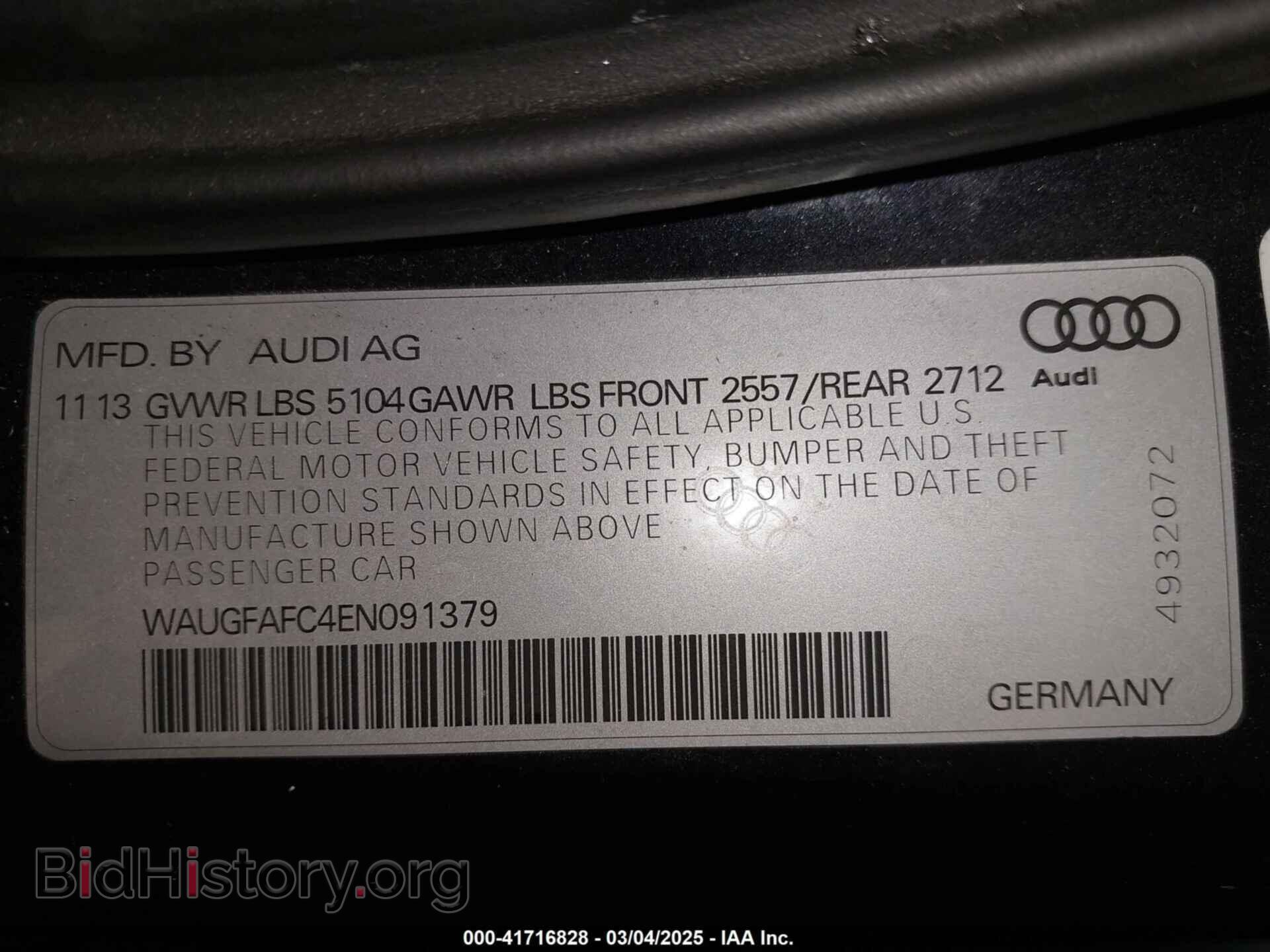 2014 AUDI A6 - VIN: WAUGFAFC4EN091379 - Фото 9
