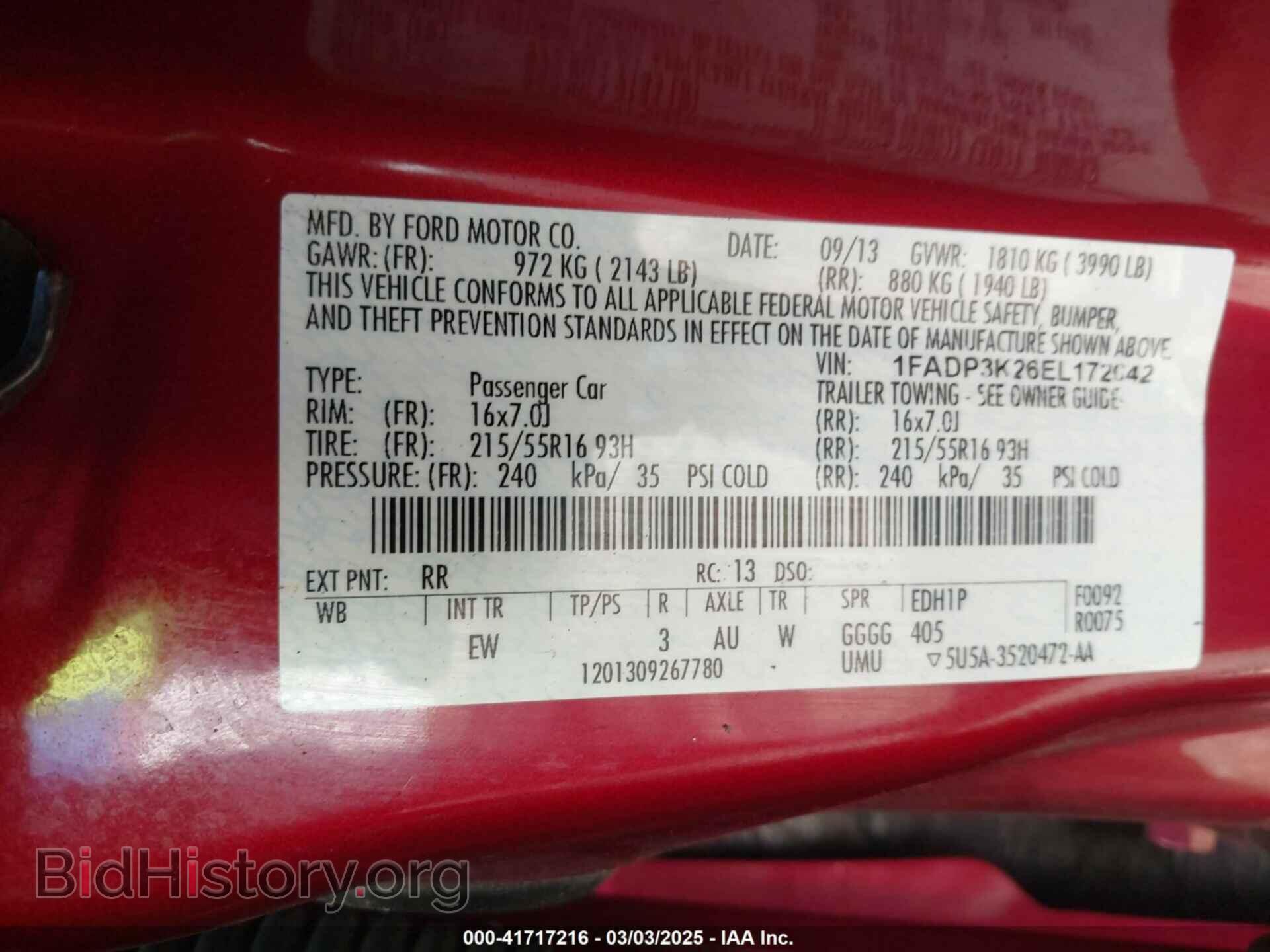 2014 FORD FOCUS - VIN: 1FADP3K26EL172042 - Фото 9