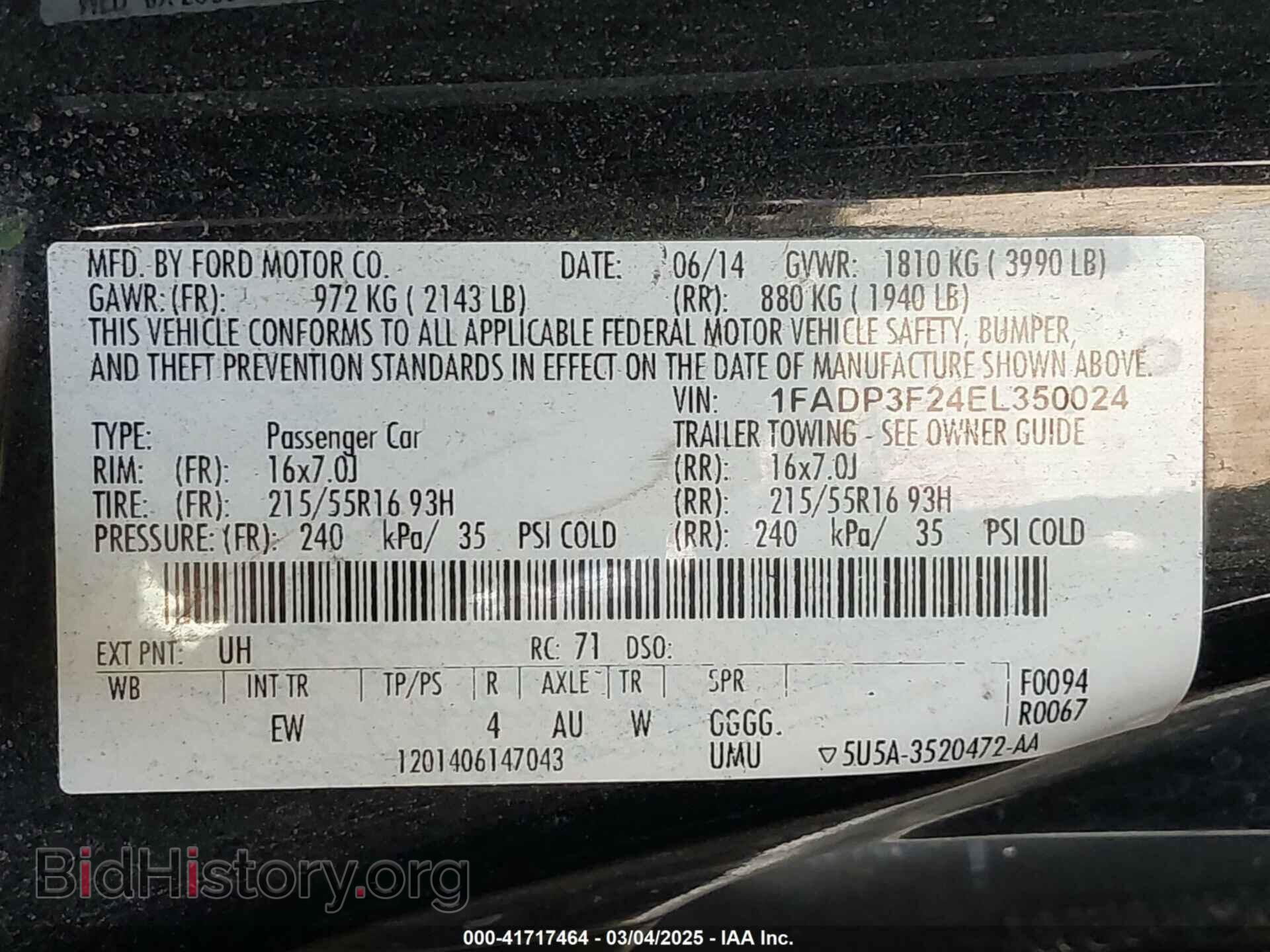 2014 FORD FOCUS - VIN: 1FADP3F24EL350024 - Фото 9