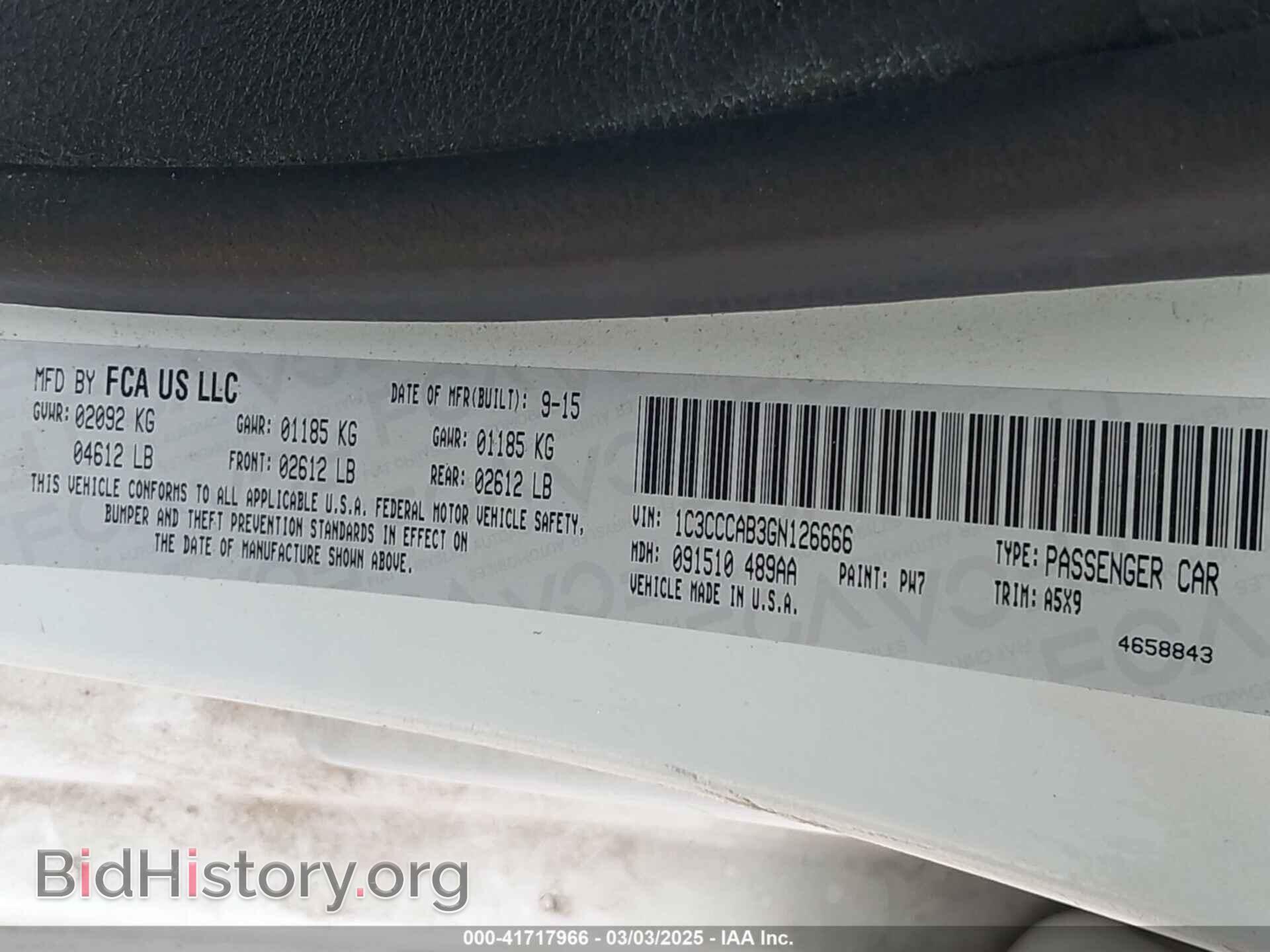 2016 CHRYSLER 200 - VIN: 1C3CCCAB3GN126666 - Фото 9