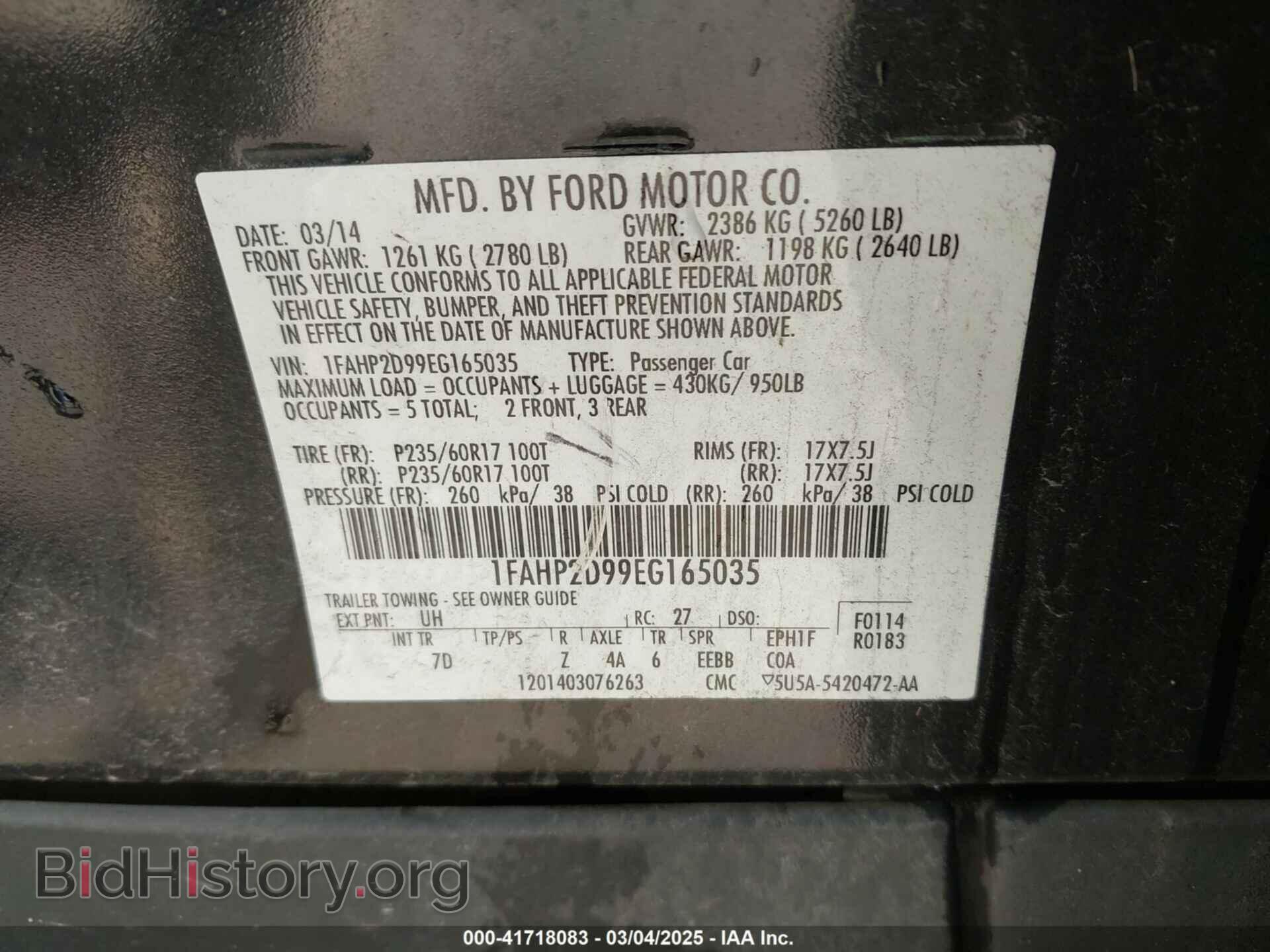 2014 FORD TAURUS - VIN: 1FAHP2D99EG165035 - Photo 9