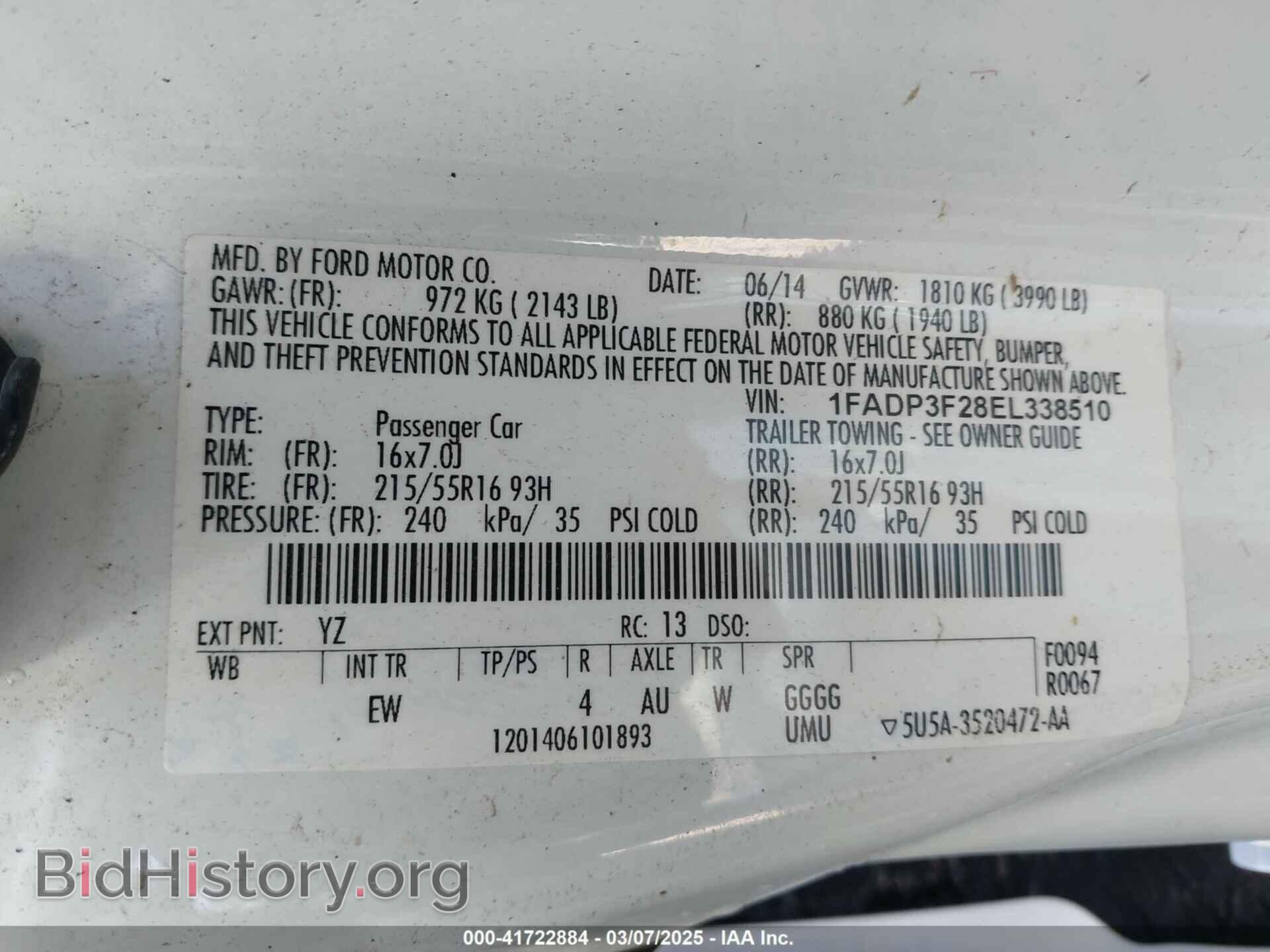 2014 FORD FOCUS - VIN: 1FADP3F28EL338510 - Фото 9
