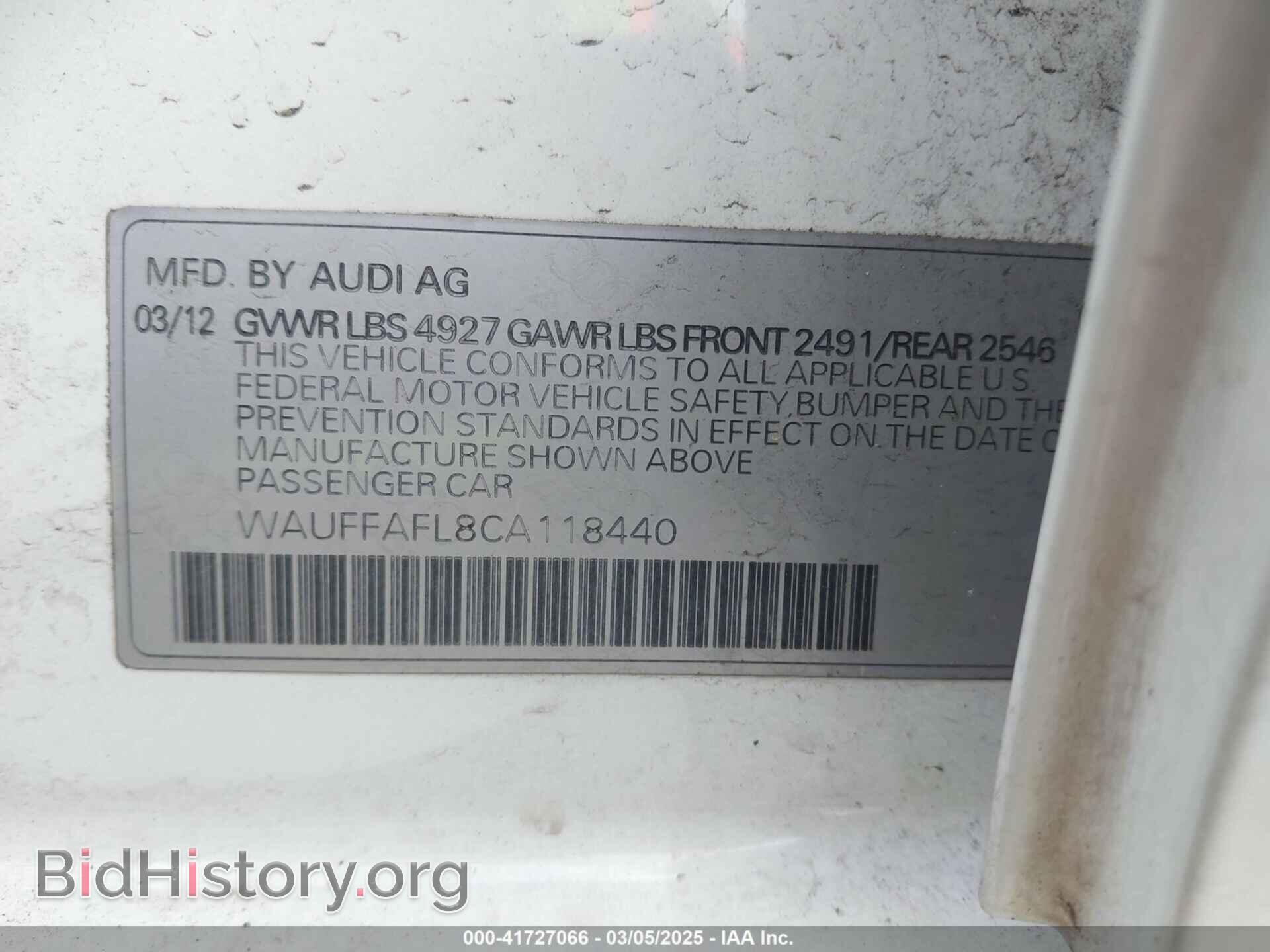 2012 AUDI A4 - VIN: WAUFFAFL8CA118440 - Фото 9