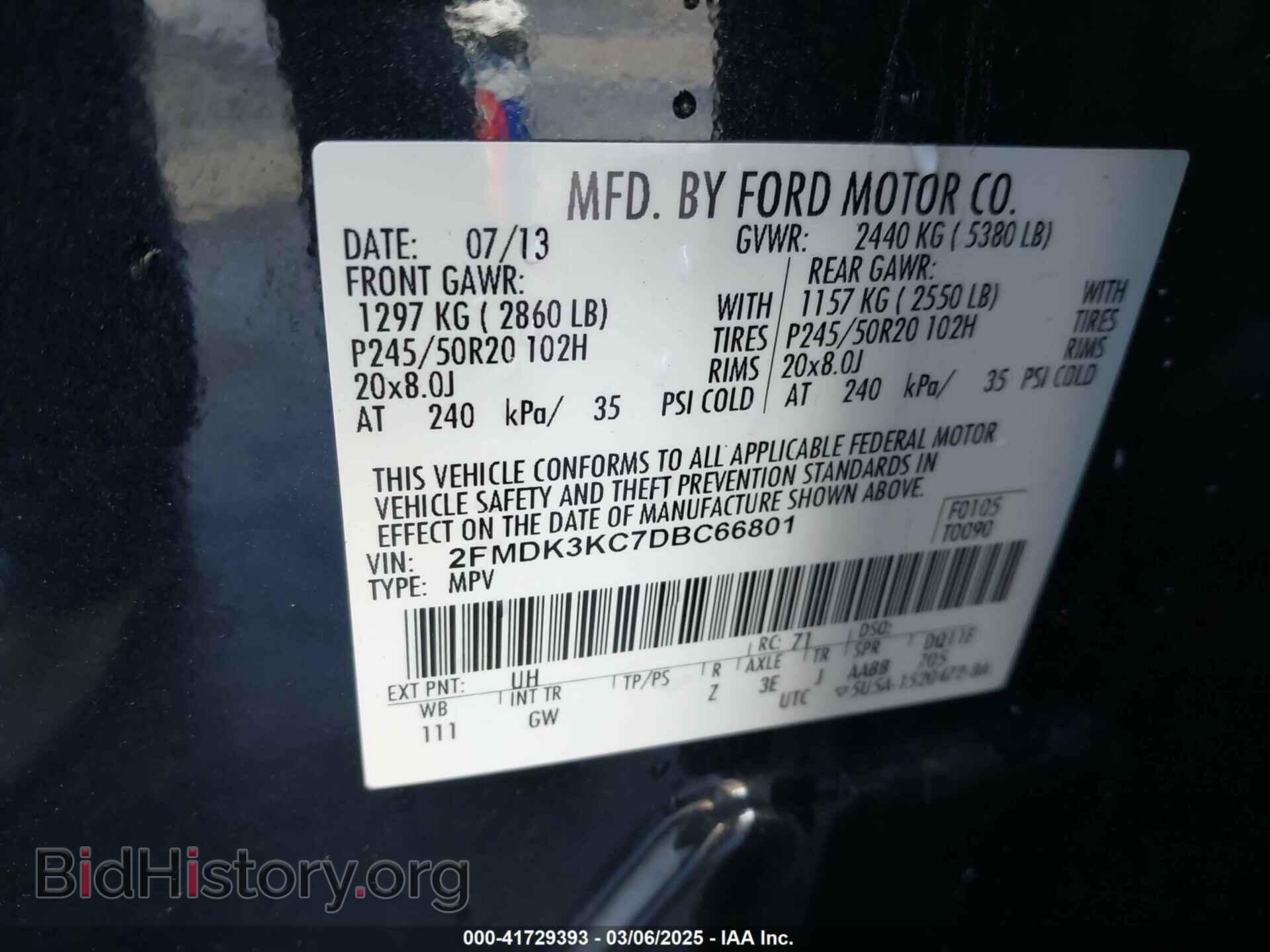 2013 FORD EDGE - VIN: 2FMDK3KC7DBC66801 - Фото 9