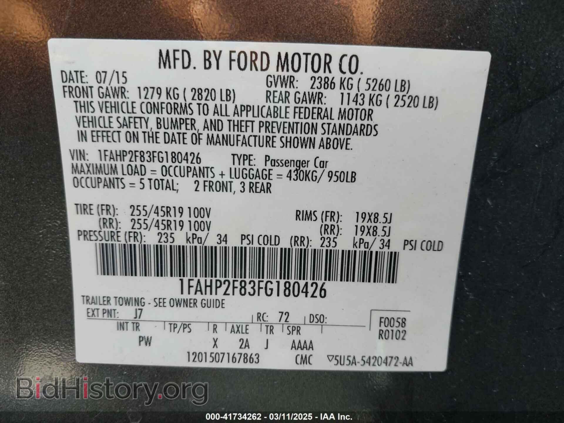 2015 FORD TAURUS - VIN: 1FAHP2F83FG180426 - Фото 9
