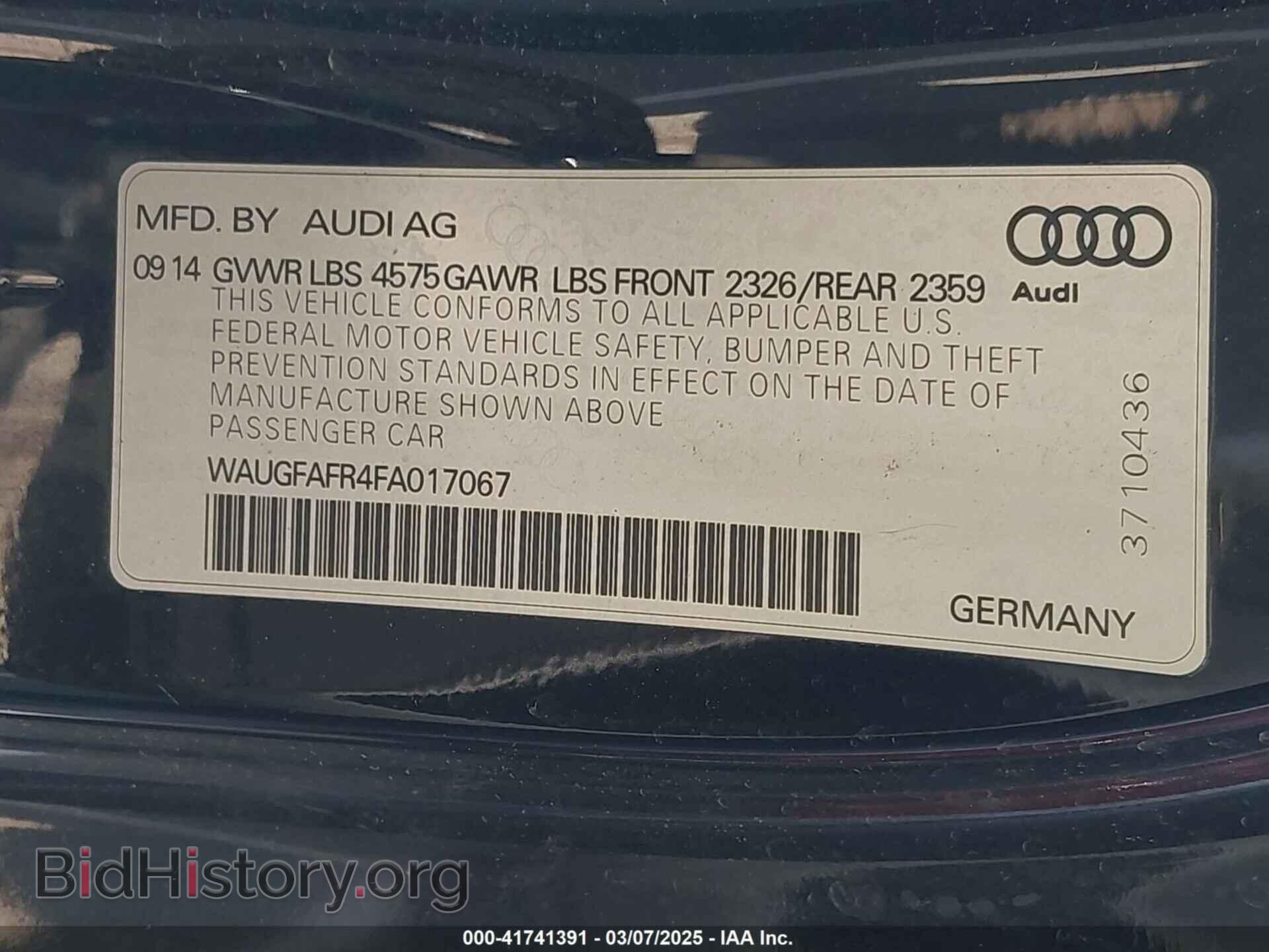 2015 AUDI A5 - VIN: WAUGFAFR4FA017067 - Фото 9