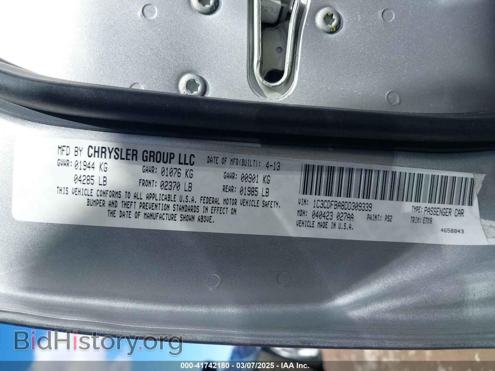 2013 DODGE DART - VIN: 1C3CDFBA8DD309339 - Photo 9