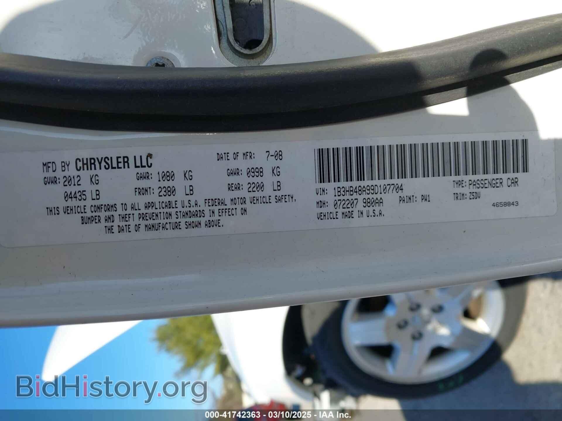 2009 DODGE CALIBER - VIN: 1B3HB48A99D107704 - Фото 9