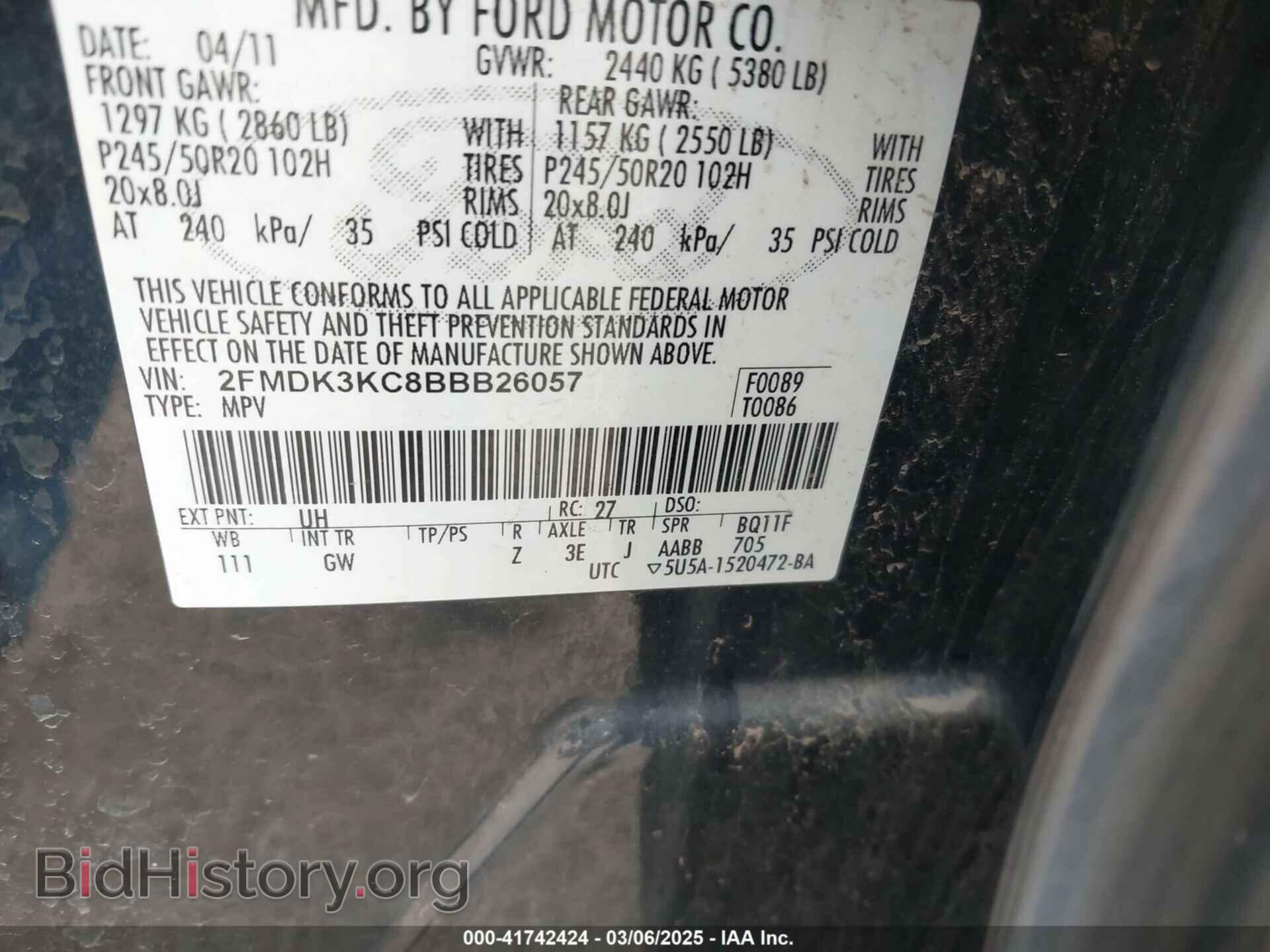 2011 FORD EDGE - VIN: 2FMDK3KC8BBB26057 - Photo 9